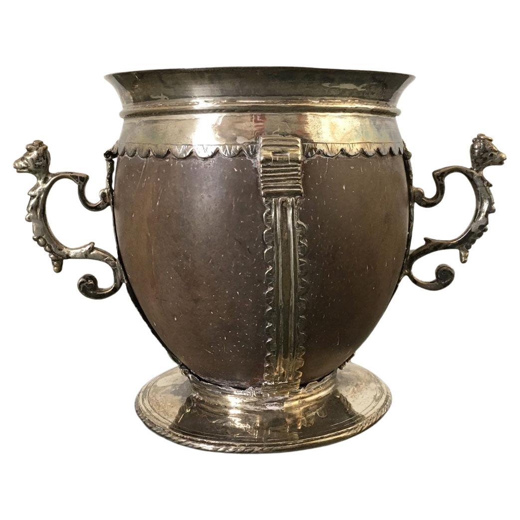 Early 18th Century Coconut and Silver Cup For Sale