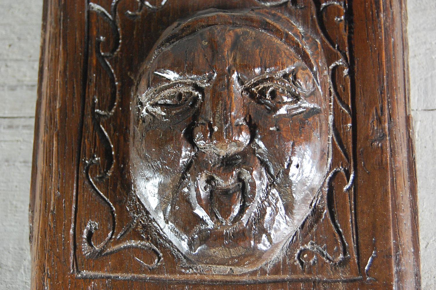 European Early 18th Century Continental Face Relief Carving