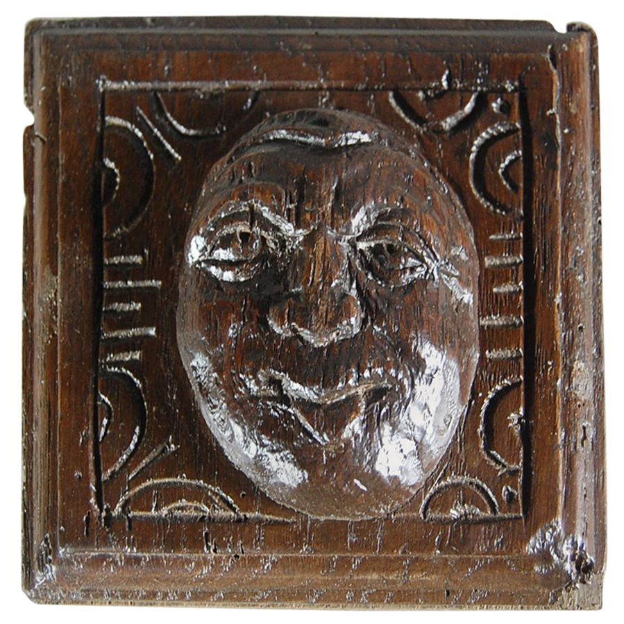 Early 18th Century Continental Face Relief Carving