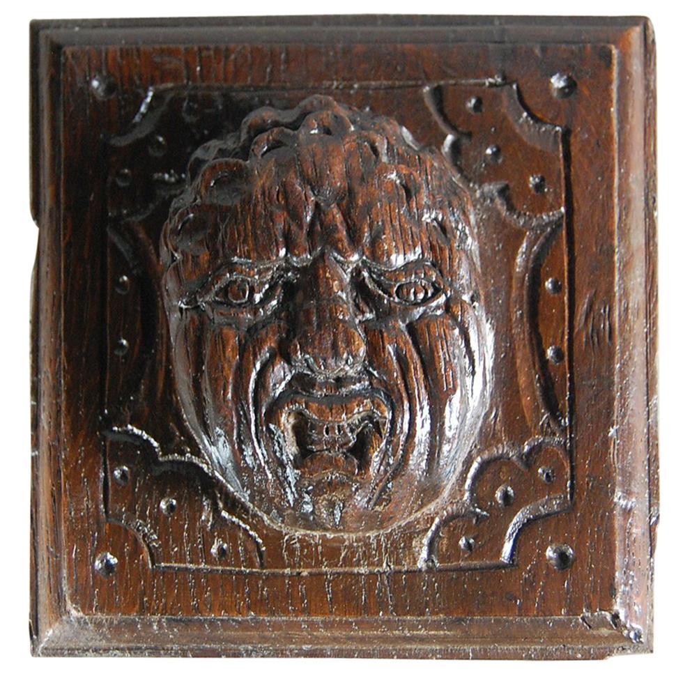 Early 18th Century Continental Face Relief Carving