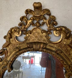 Early 18th Century Continental Giltwood Pier Louis XIV Style Baroque Mirror