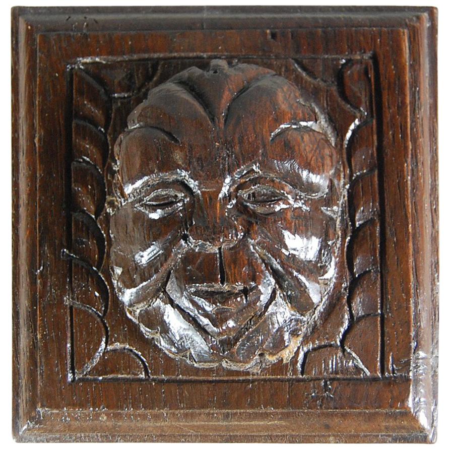 Early 18th Century Continental Green Man Relief Carving