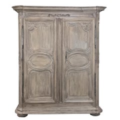 Antique Early 18th Century Country Stripped French Armoire