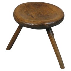 Early 18th Century Primitive Welsh Sycamore Dish Topped Stool c. 1740