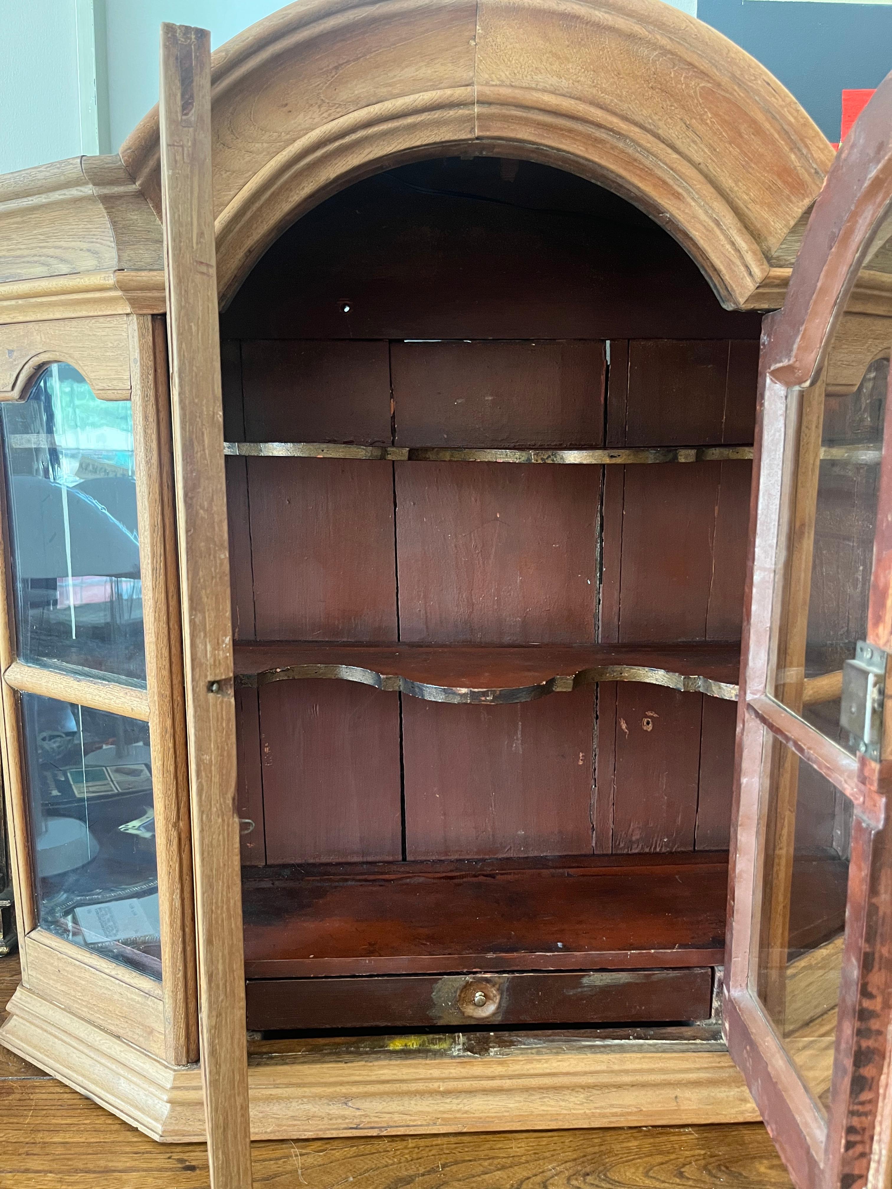 Dutch Colonial  Early 18th Century Dutch “Arched “ and Glazed Wall Cabinet.  For Sale