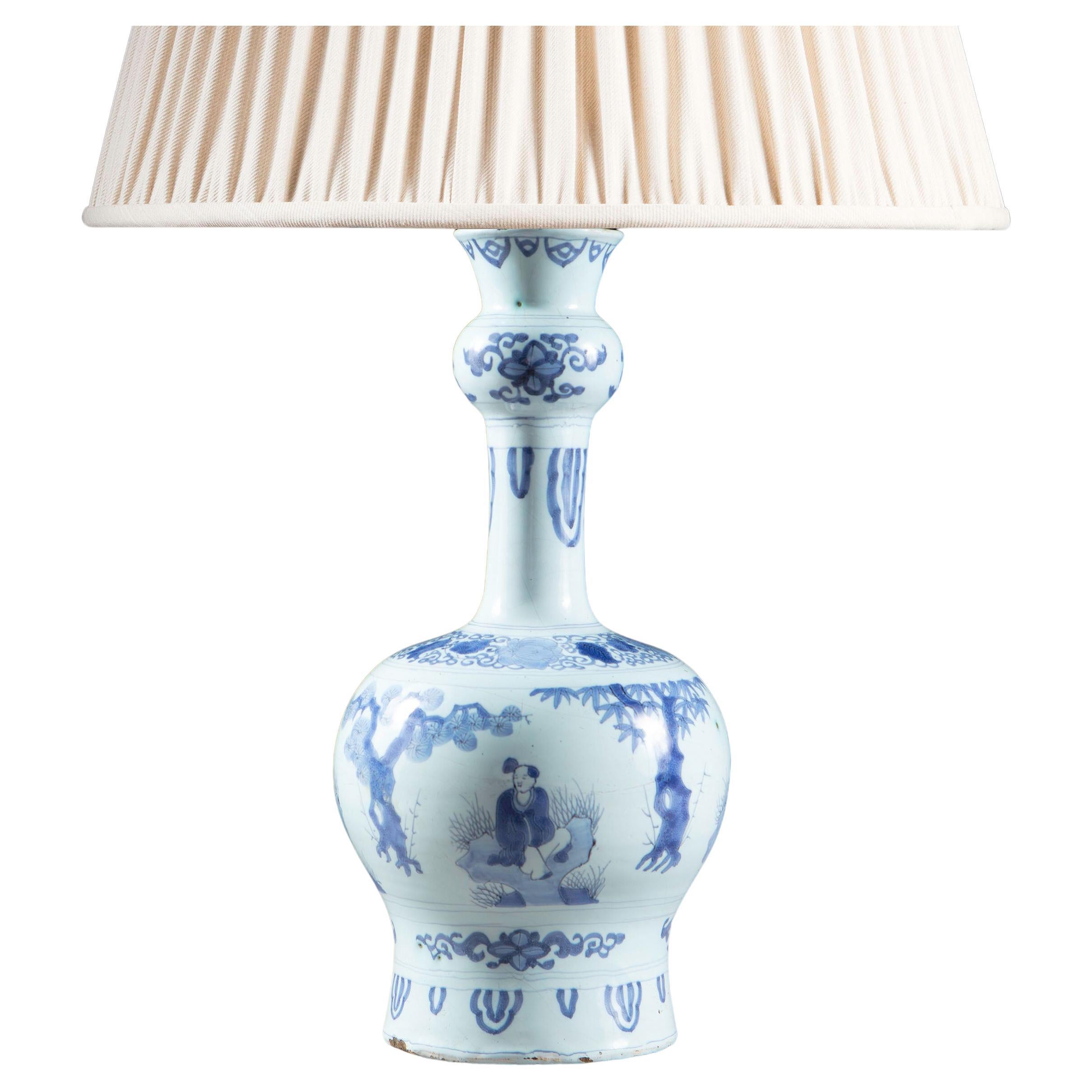 Early 18th Century Dutch Delft Knobble Vases Mounted as Table Lamp