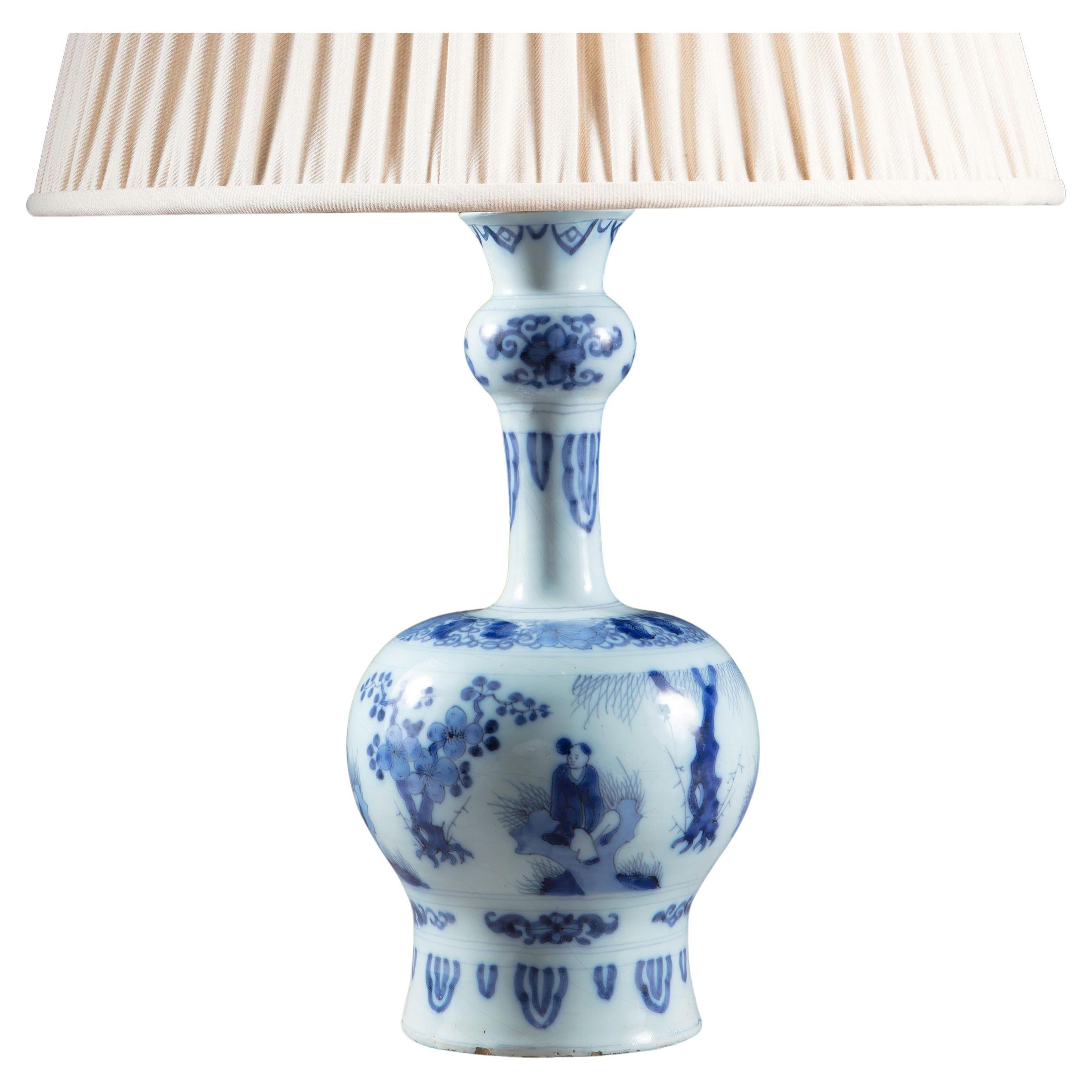 Early 18th Century Dutch Delft Knobble Vases Mounted as Table Lamp