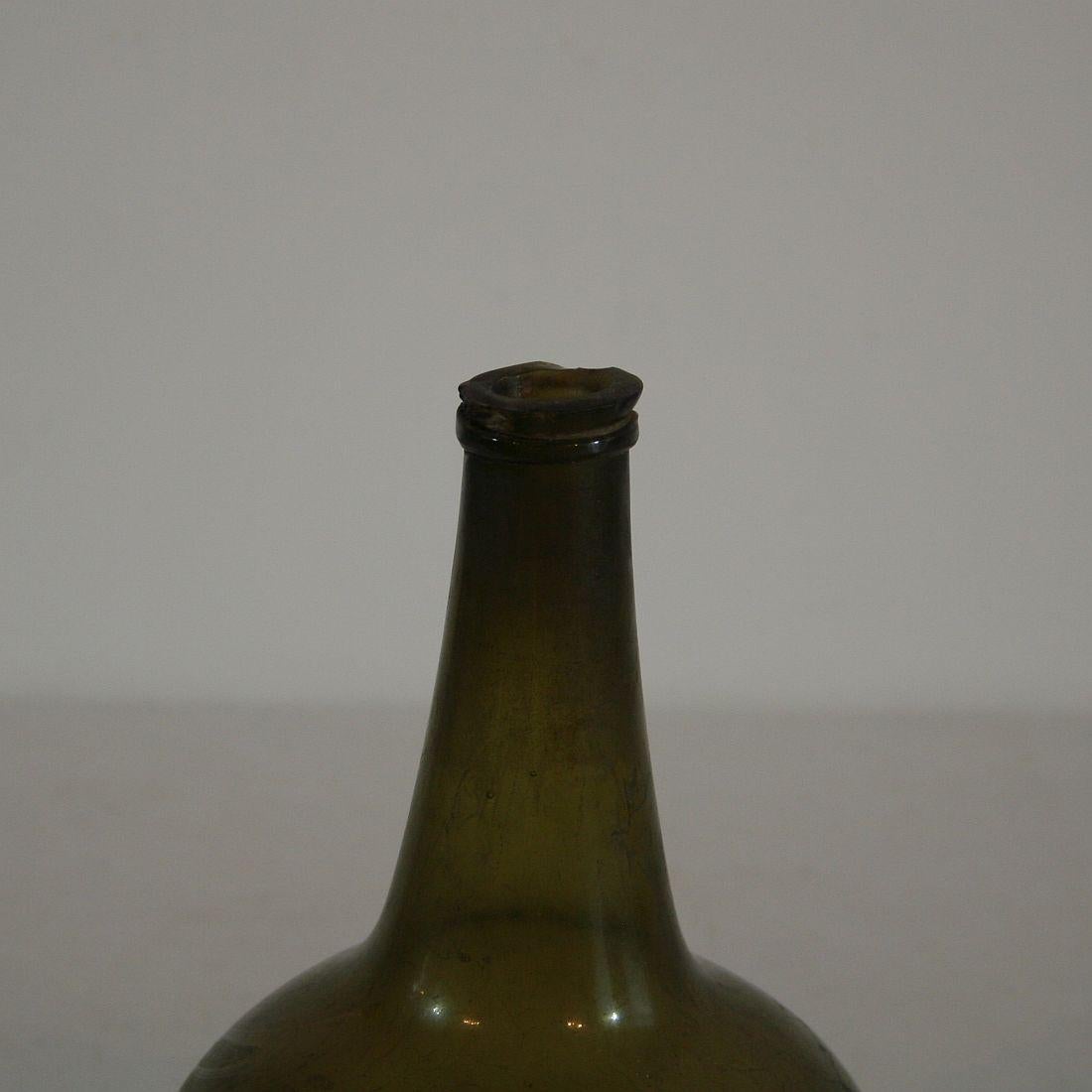 Baroque Early 18th Century Dutch Handblown Glass Wine Bottle