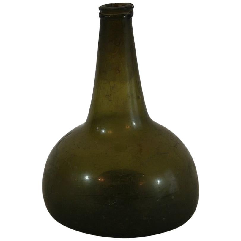 Early 18th Century Dutch Handblown Glass Wine Bottle