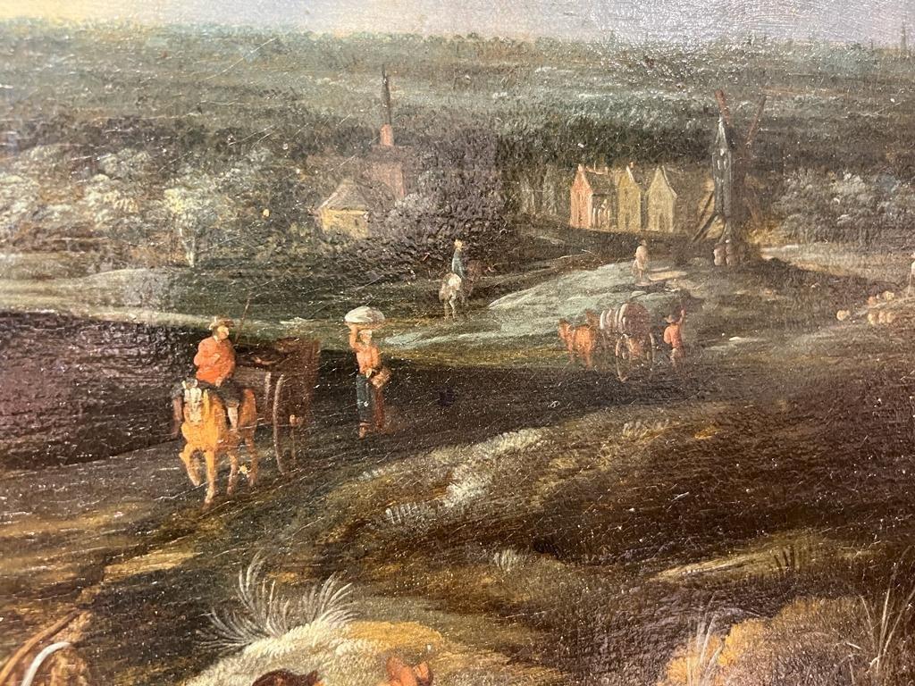 Oiled Early 18th Century Dutch Landscape Painting Attributed to Théobald Michau For Sale