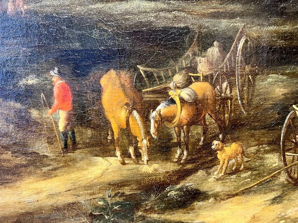 Peinture de paysage hollandais du début du 18e siècle attribuée à Théobald Michau Bon état - En vente à NICE, FR