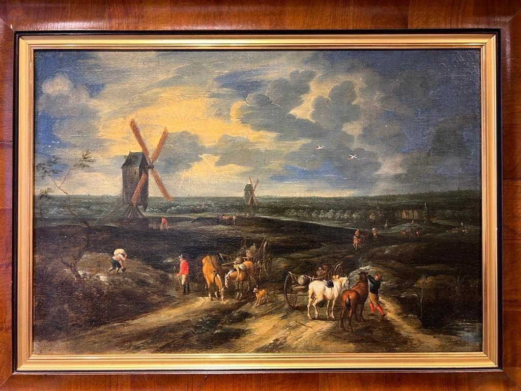 XVIIIe siècle Peinture de paysage hollandais du début du 18e siècle attribuée à Théobald Michau en vente