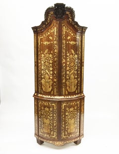 Early 18th Century Dutch Marquetry Large Corner Cupboard