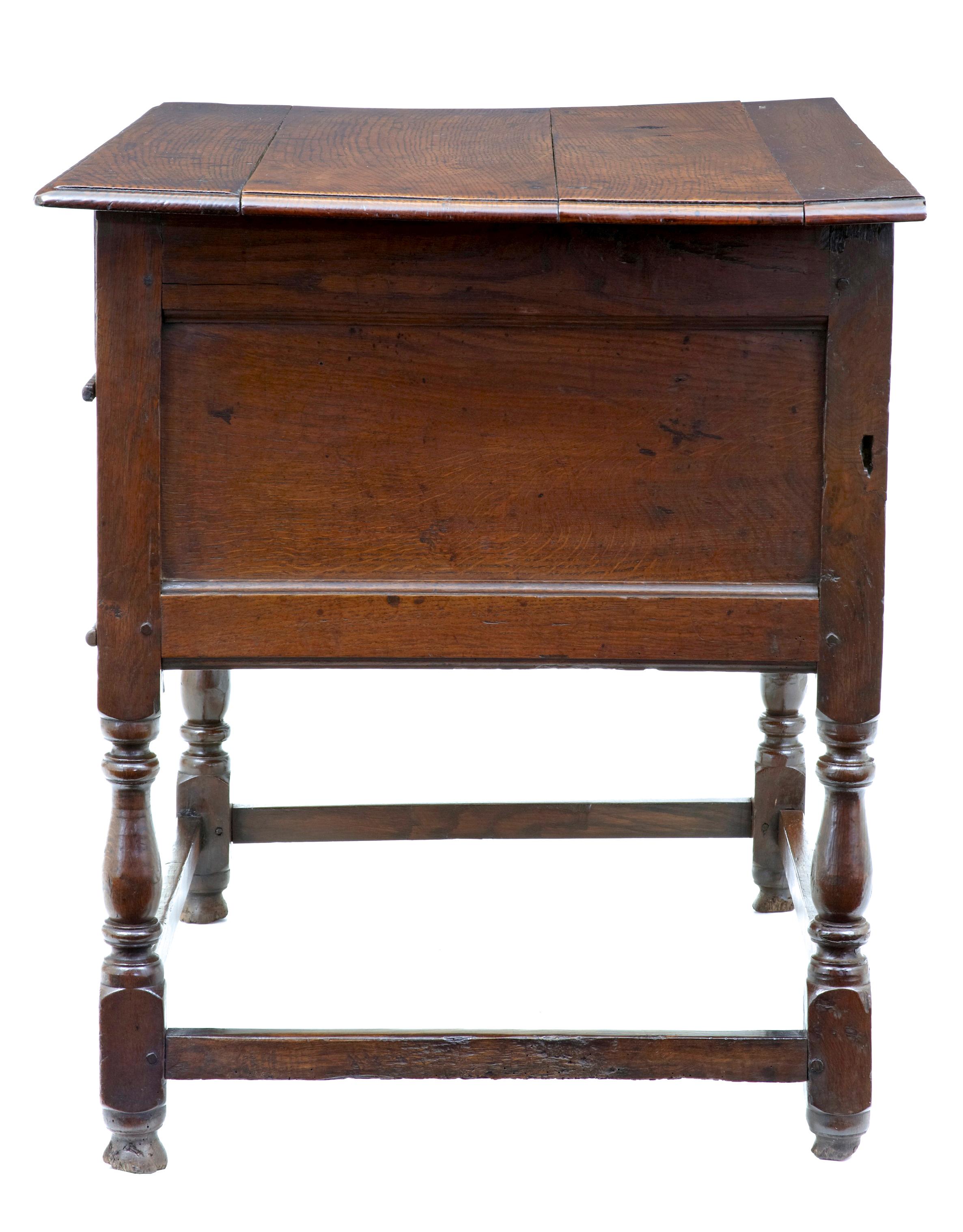 William and Mary Early 18th Century English 2 Drawer Oak Side Table