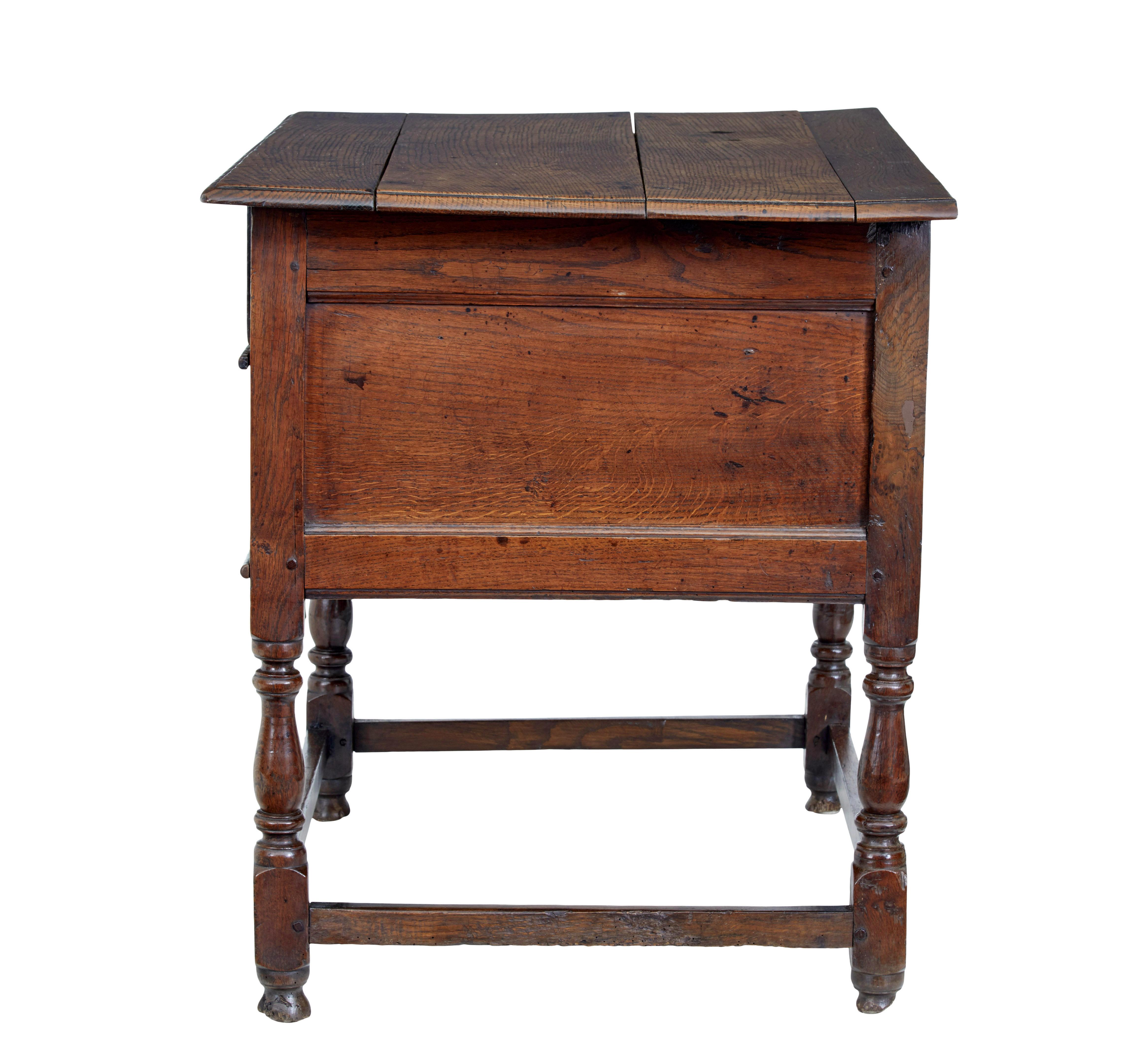 Hand-Crafted Early 18th century English 2 drawer oak side table