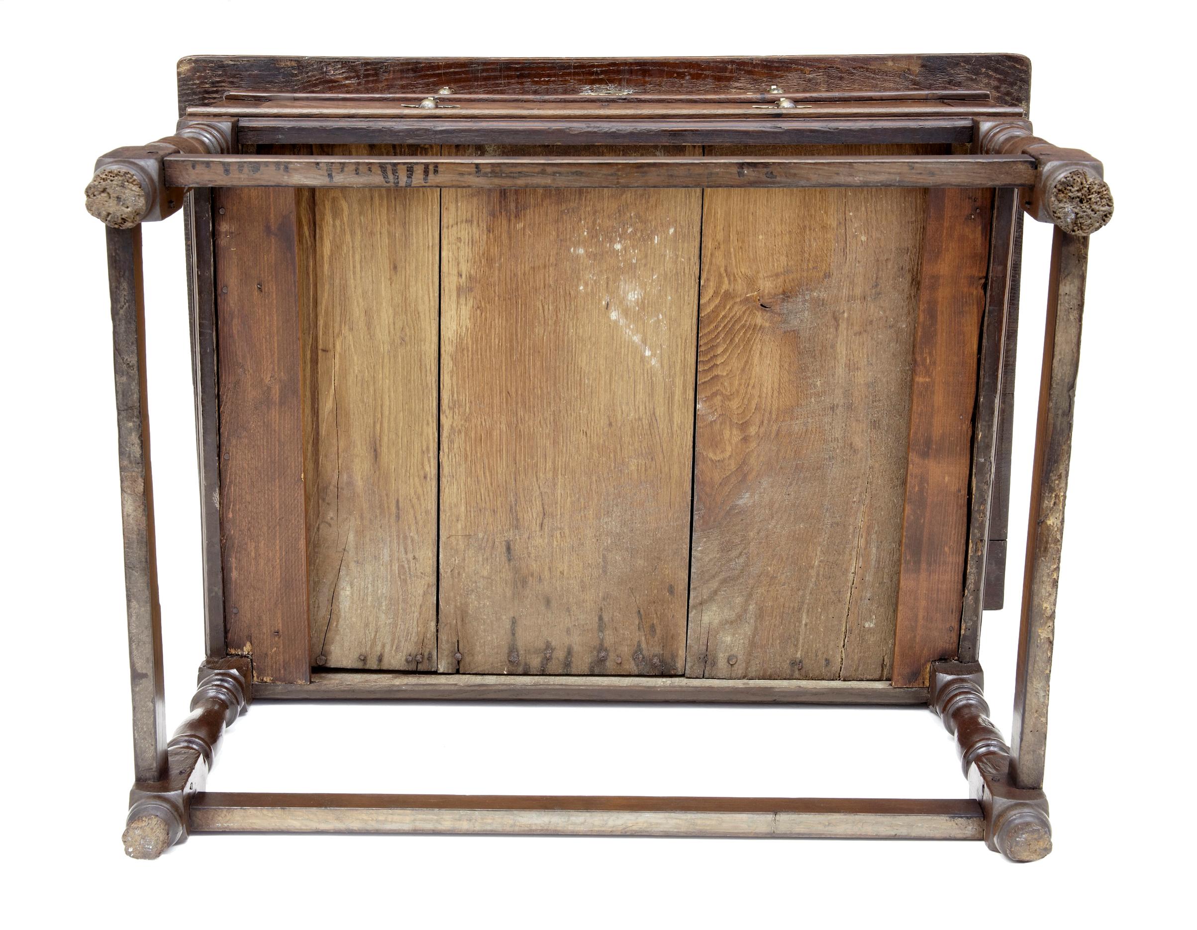 Early 18th Century English 2 Drawer Oak Side Table 2