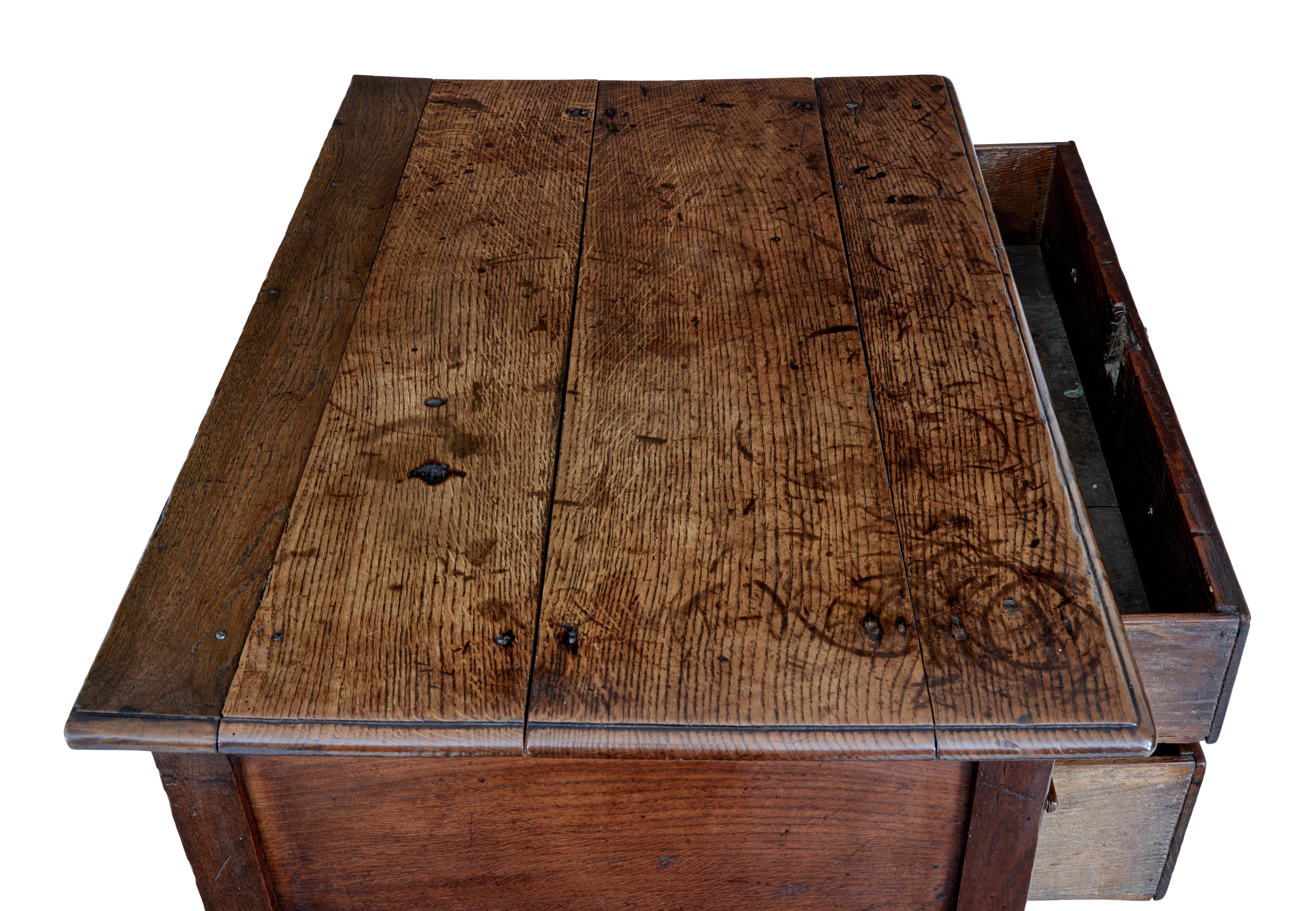 Hand-Crafted Early 18th century English 2 drawer oak side table