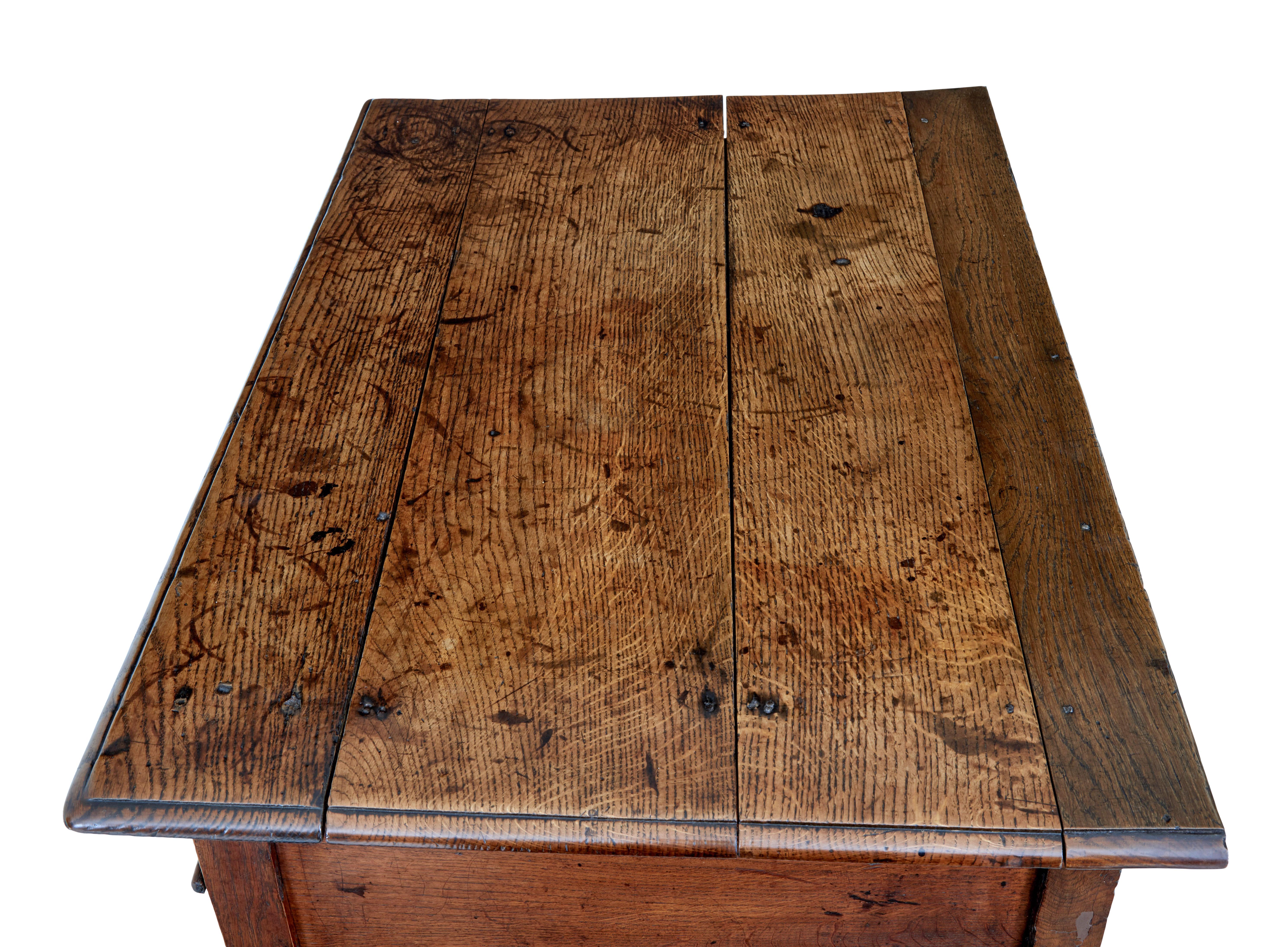 Early 18th Century English 2 Drawer Oak Side Table 3