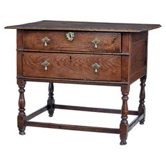 Early 18th century English 2 drawer oak side table