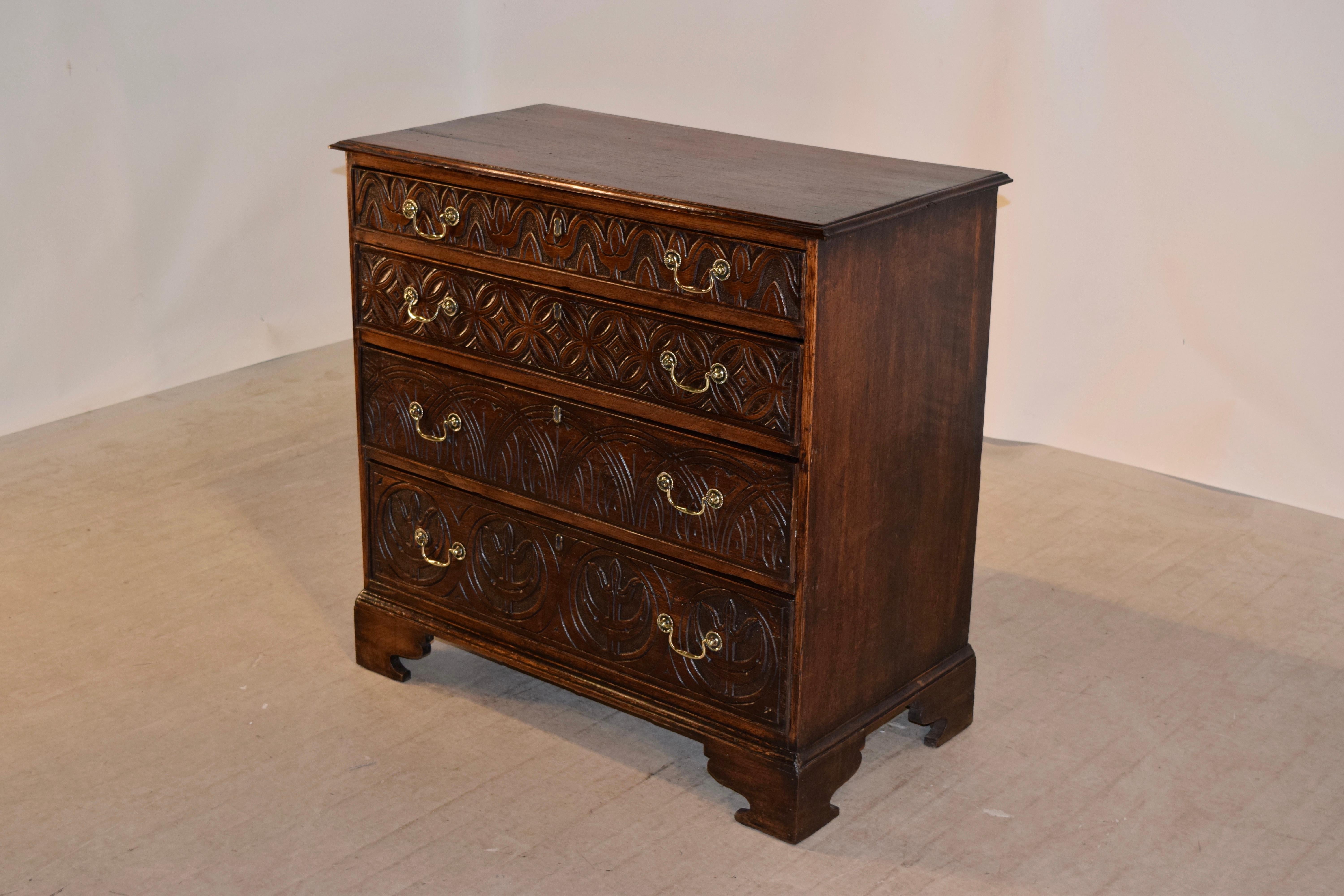 Hand-Carved Early 18th Century English Chest