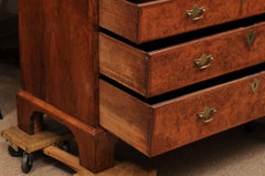 Early 18th Century English George I Burled Walnut Secretary Bookcase / Chest