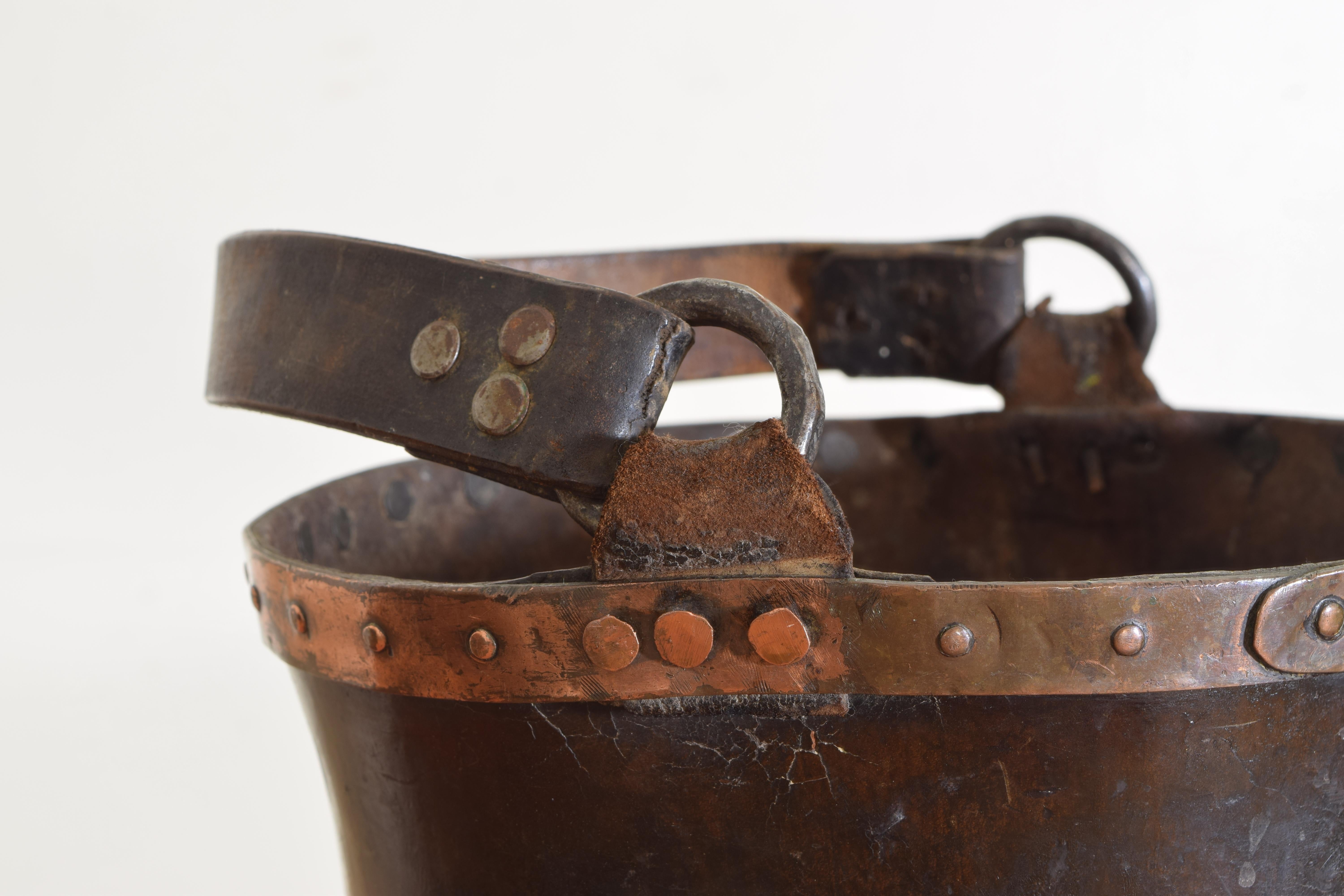 antique leather fire bucket