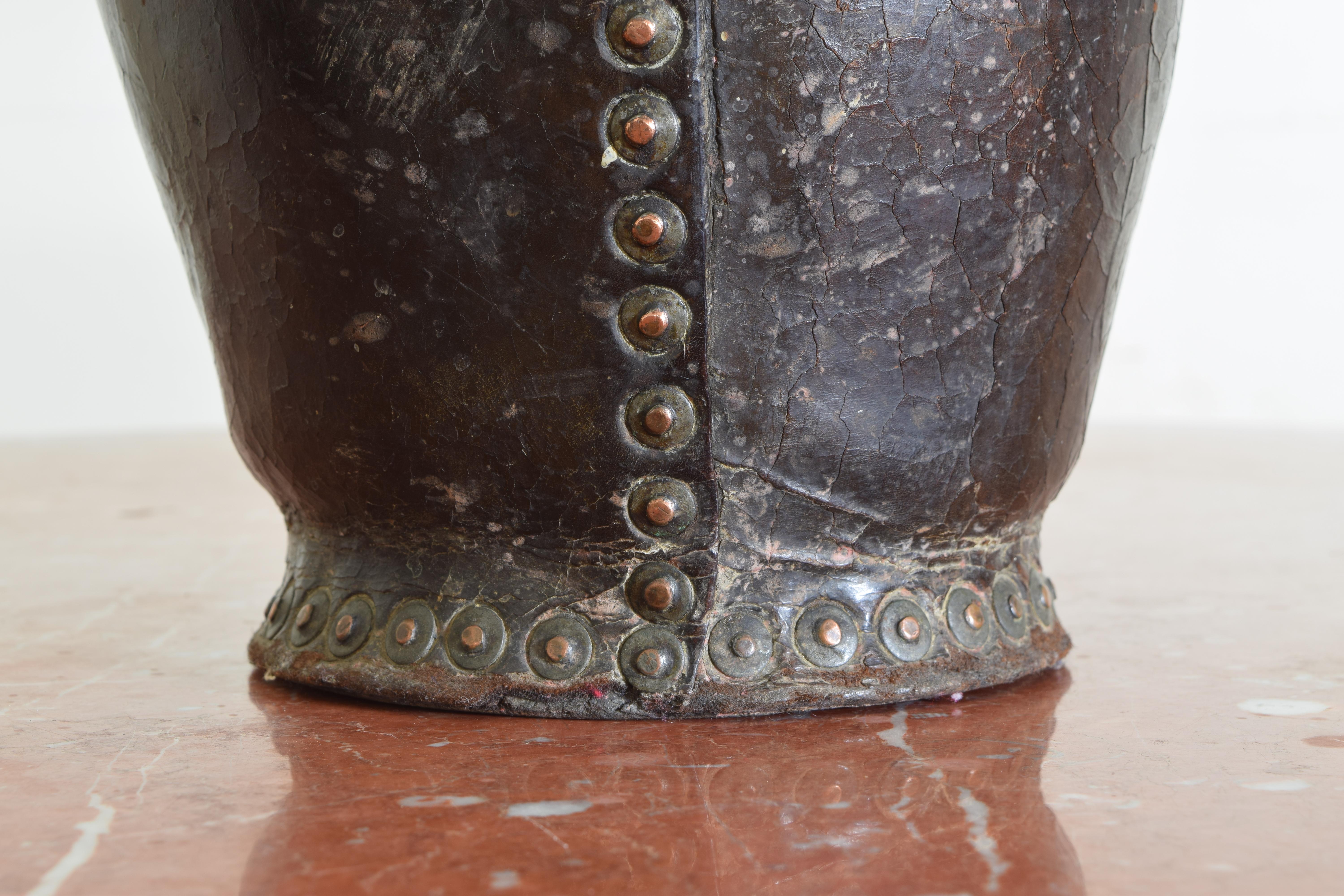 Georgian Early 18th Century English Leather Fire Bucket with Original Handle