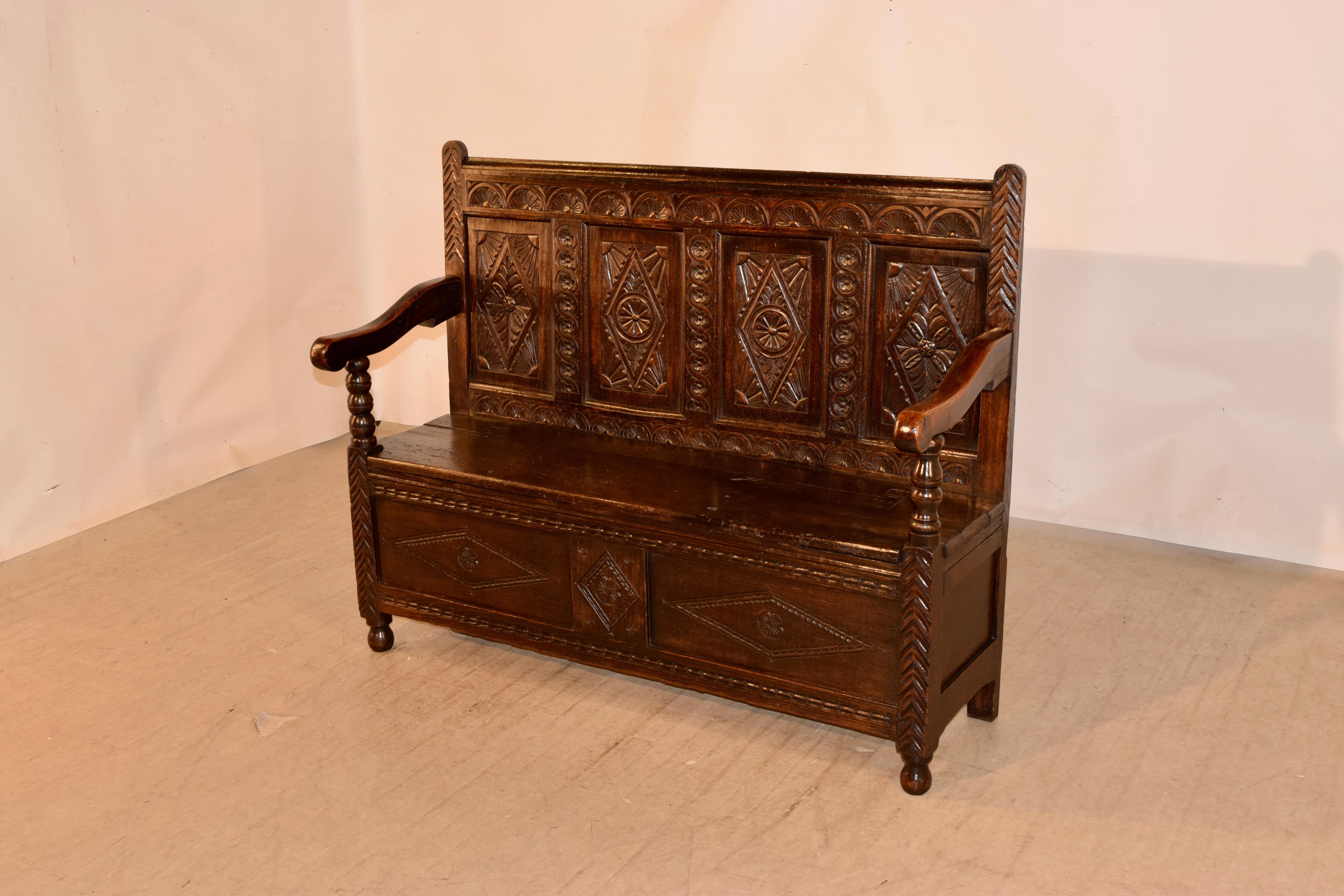 Early 18th Century English Oak Bench 1