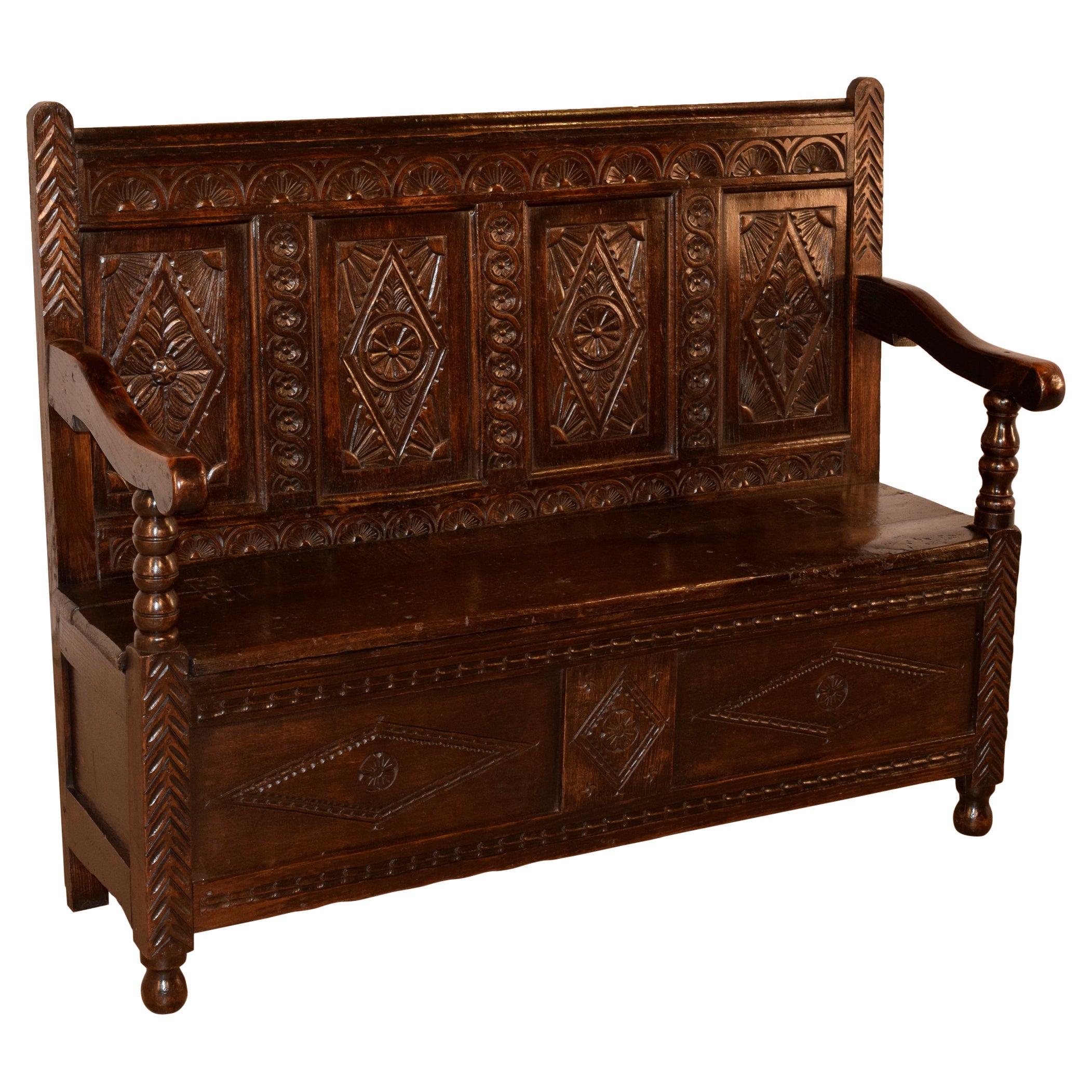 Early 18th Century English Oak Bench