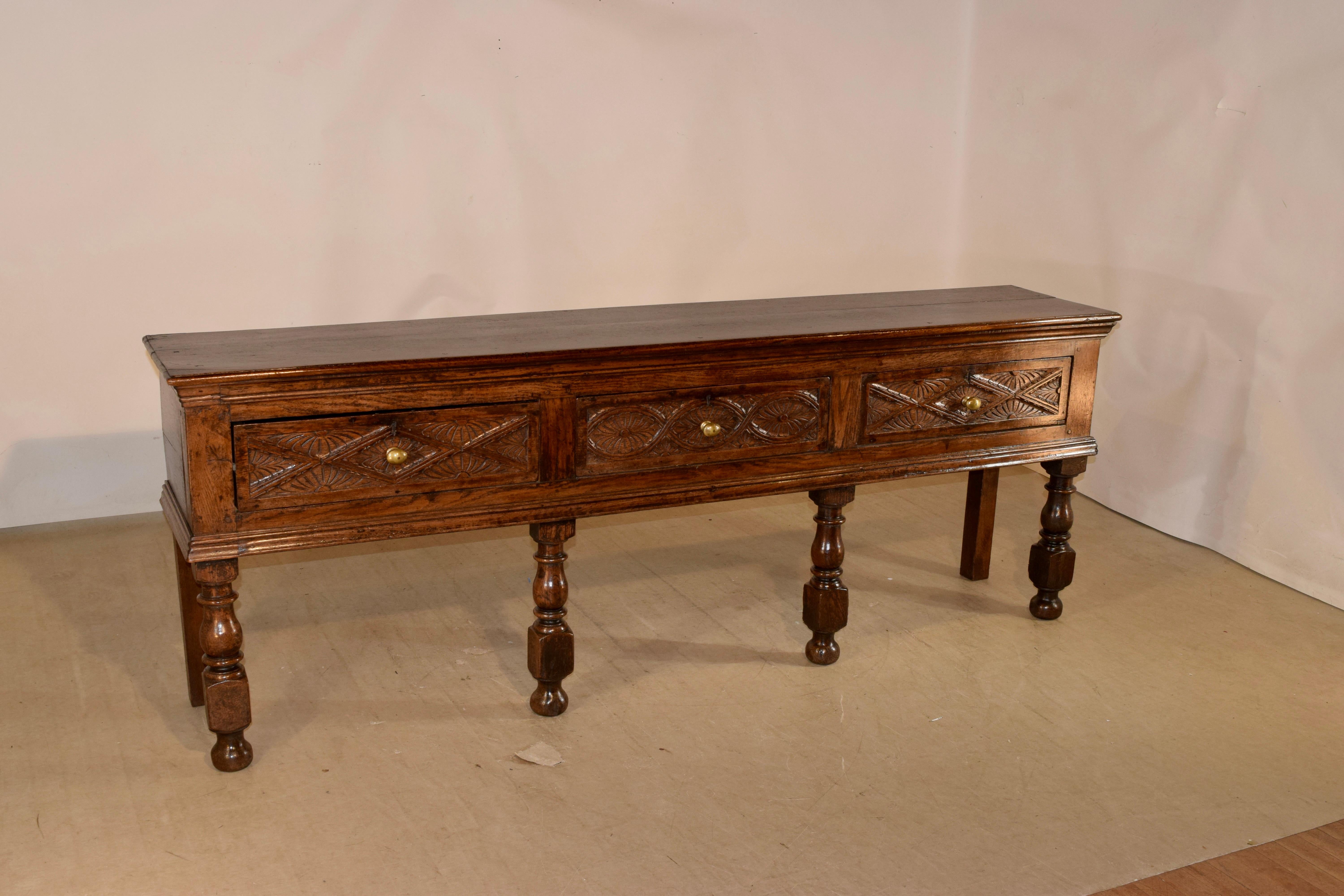 William and Mary Early 18th Century English Oak Sideboard
