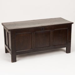 Early 18th Century English Oak Three-Panel Coffer, c.1720–1740