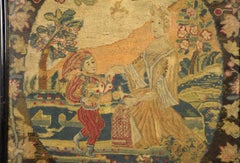 Early 18th Century English Petit-Point Jester and a Maiden