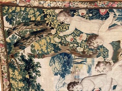 Early 18th century English tapestry "Children’s Bacchanal with a Goat"