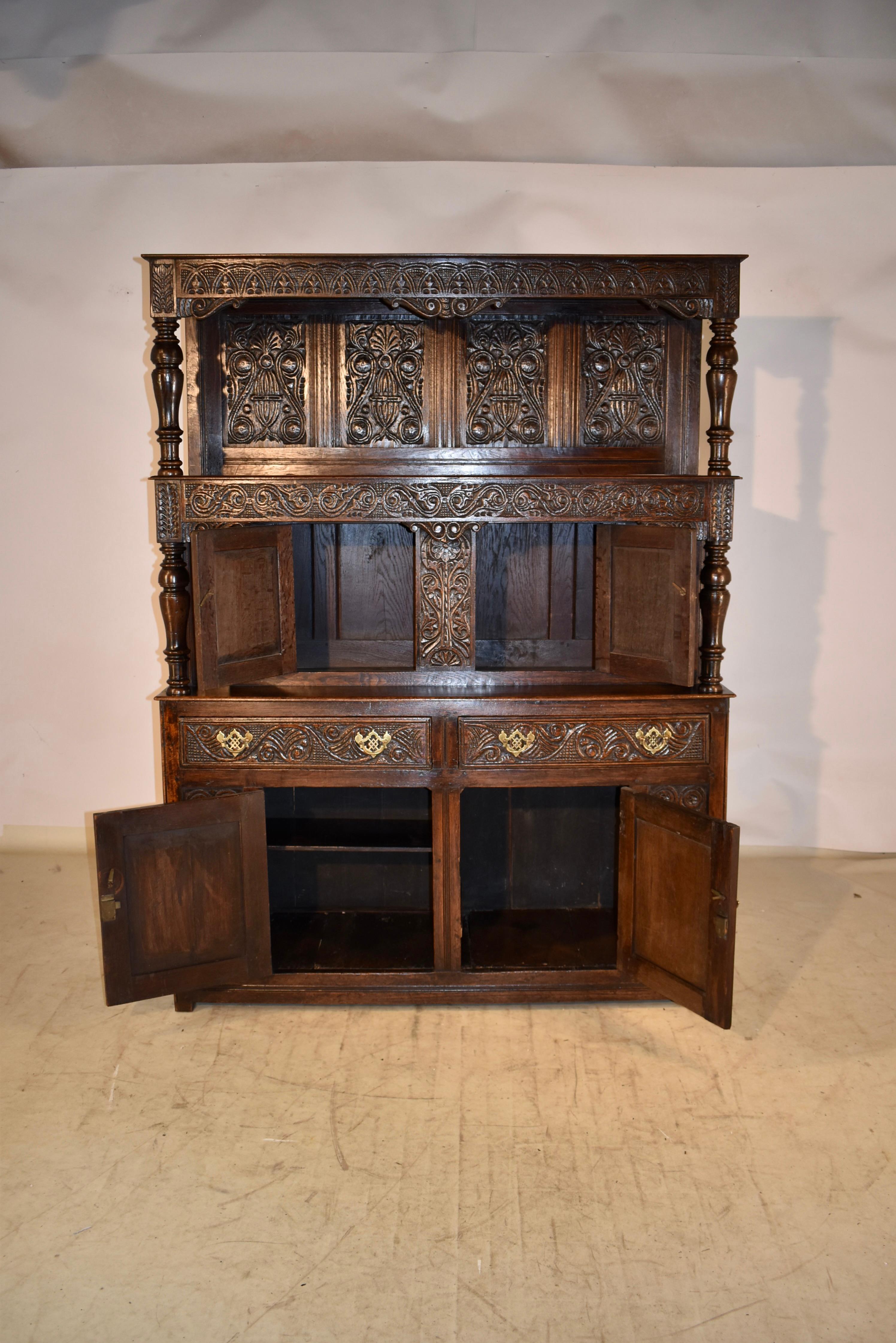Early 18th Century English Tridarn Press Cupboard For Sale 5
