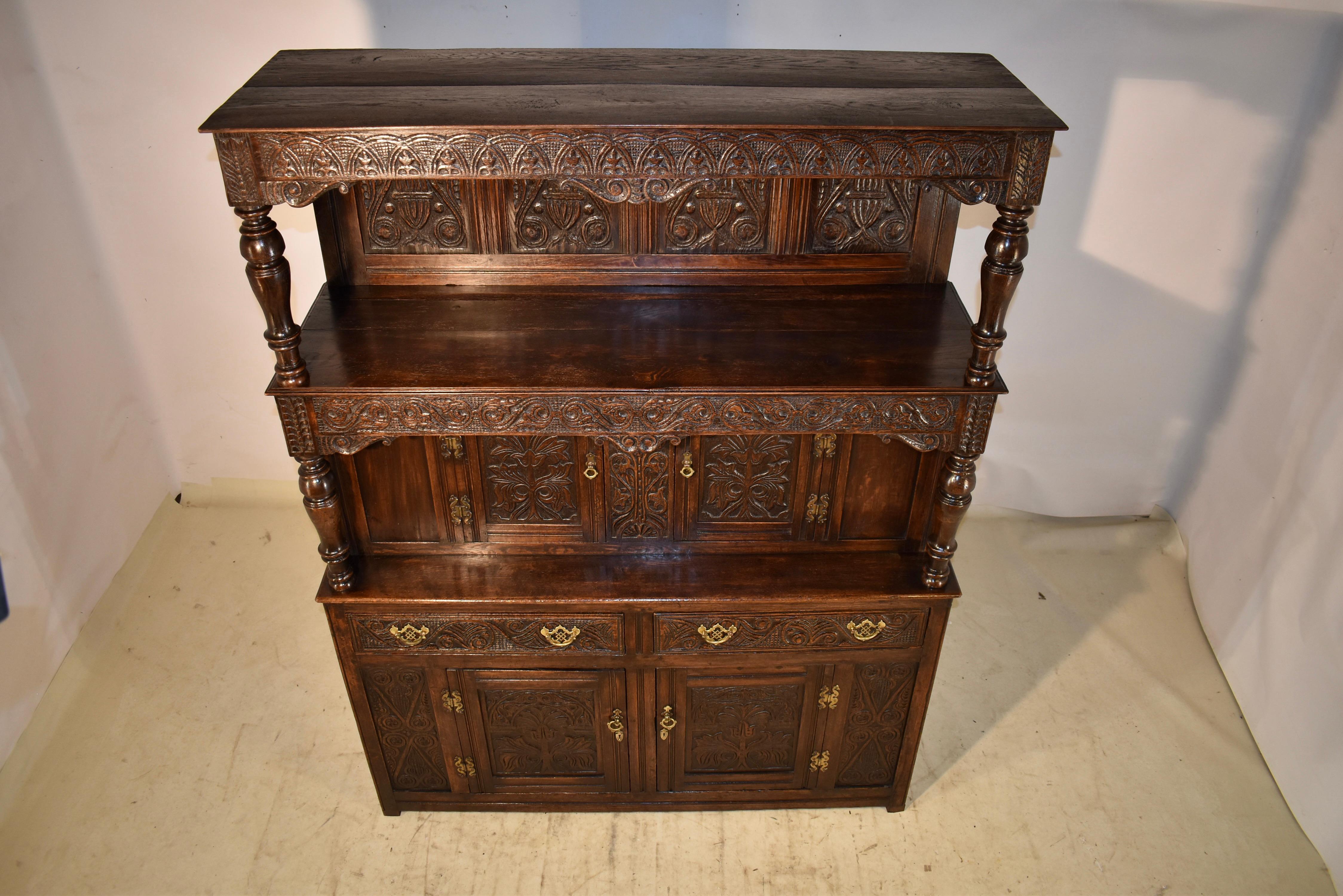 Early 18th Century English Tridarn Press Cupboard For Sale 6