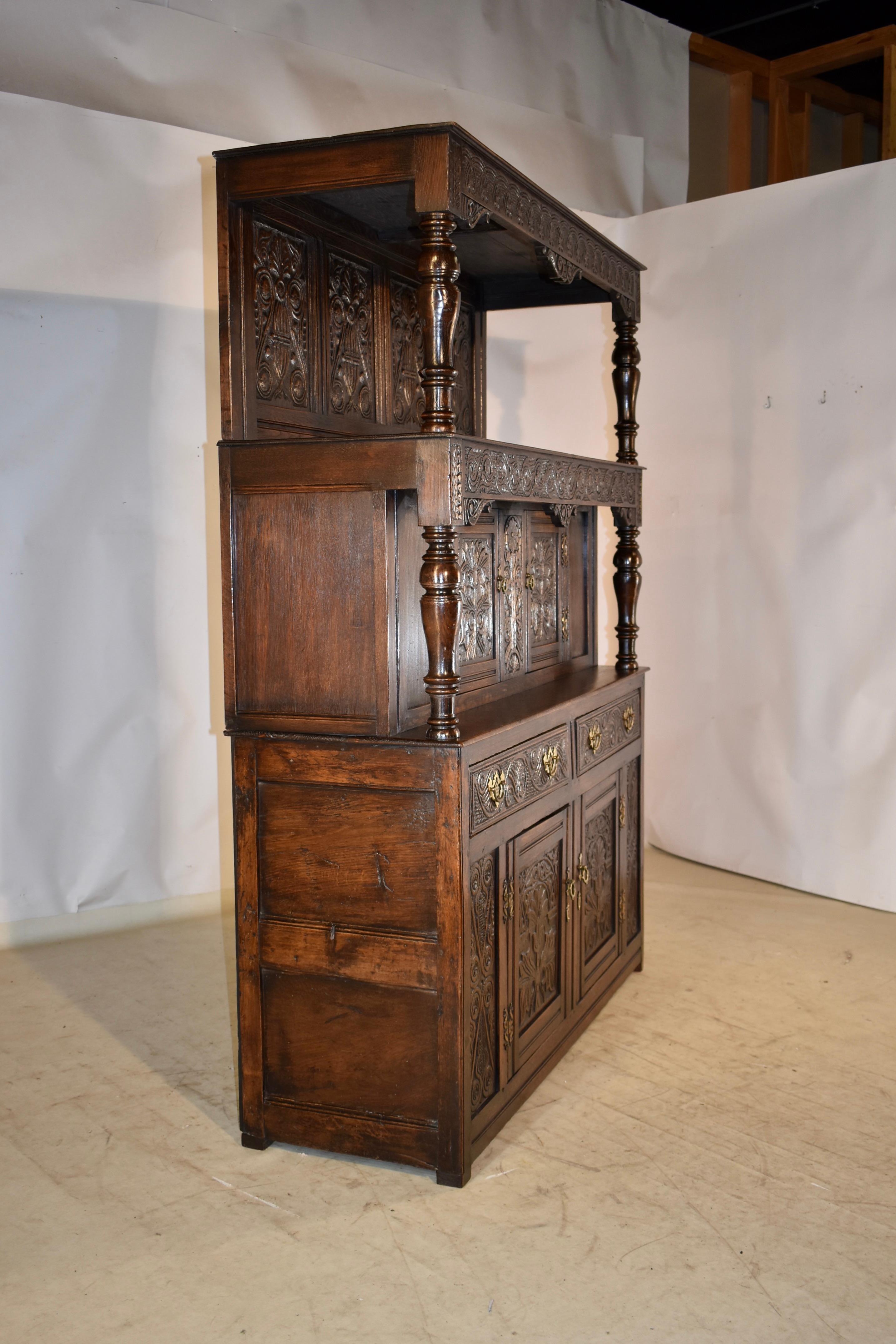 Early 18th Century English Tridarn Press Cupboard For Sale 8