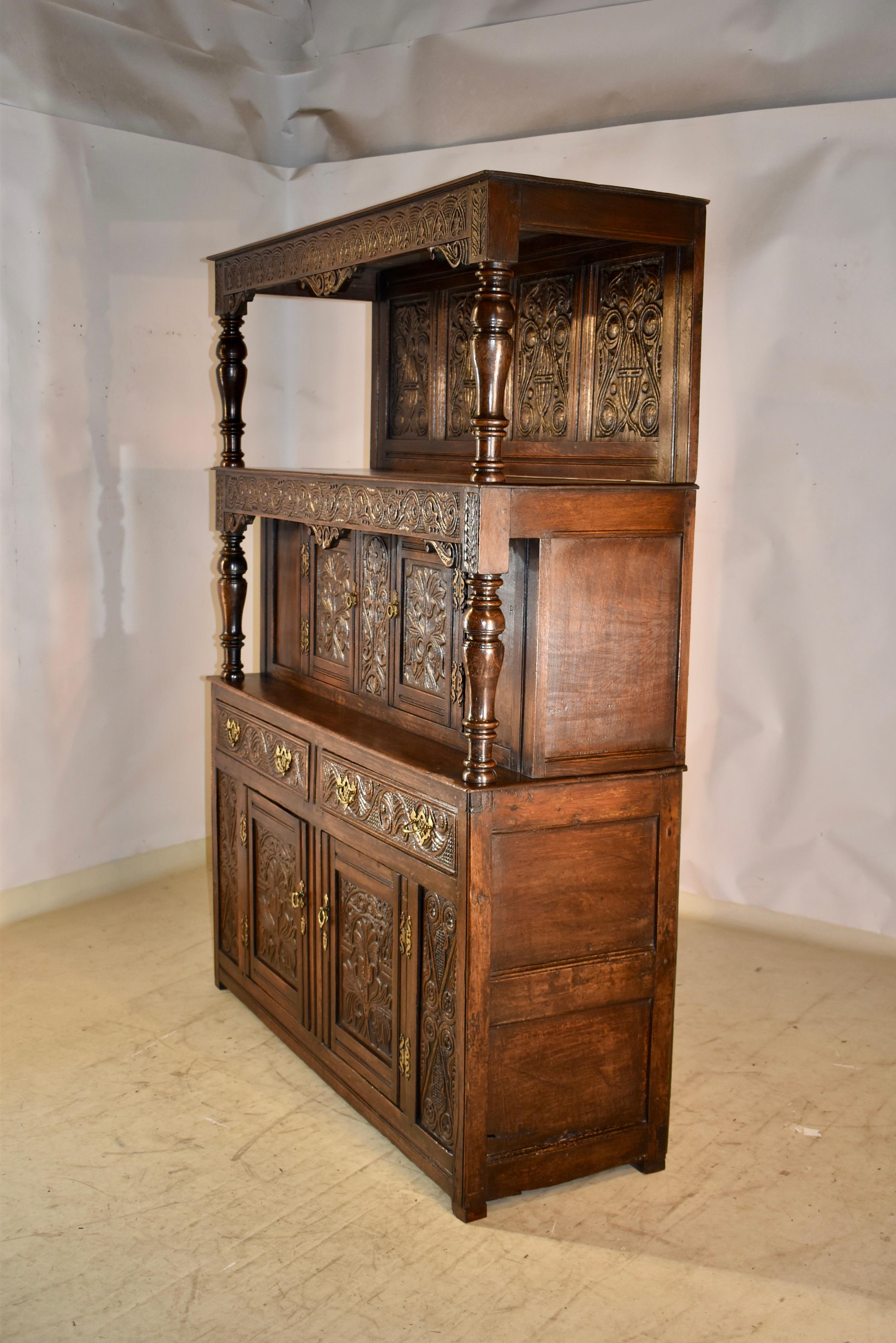 Early 18th Century English Tridarn Press Cupboard For Sale 9