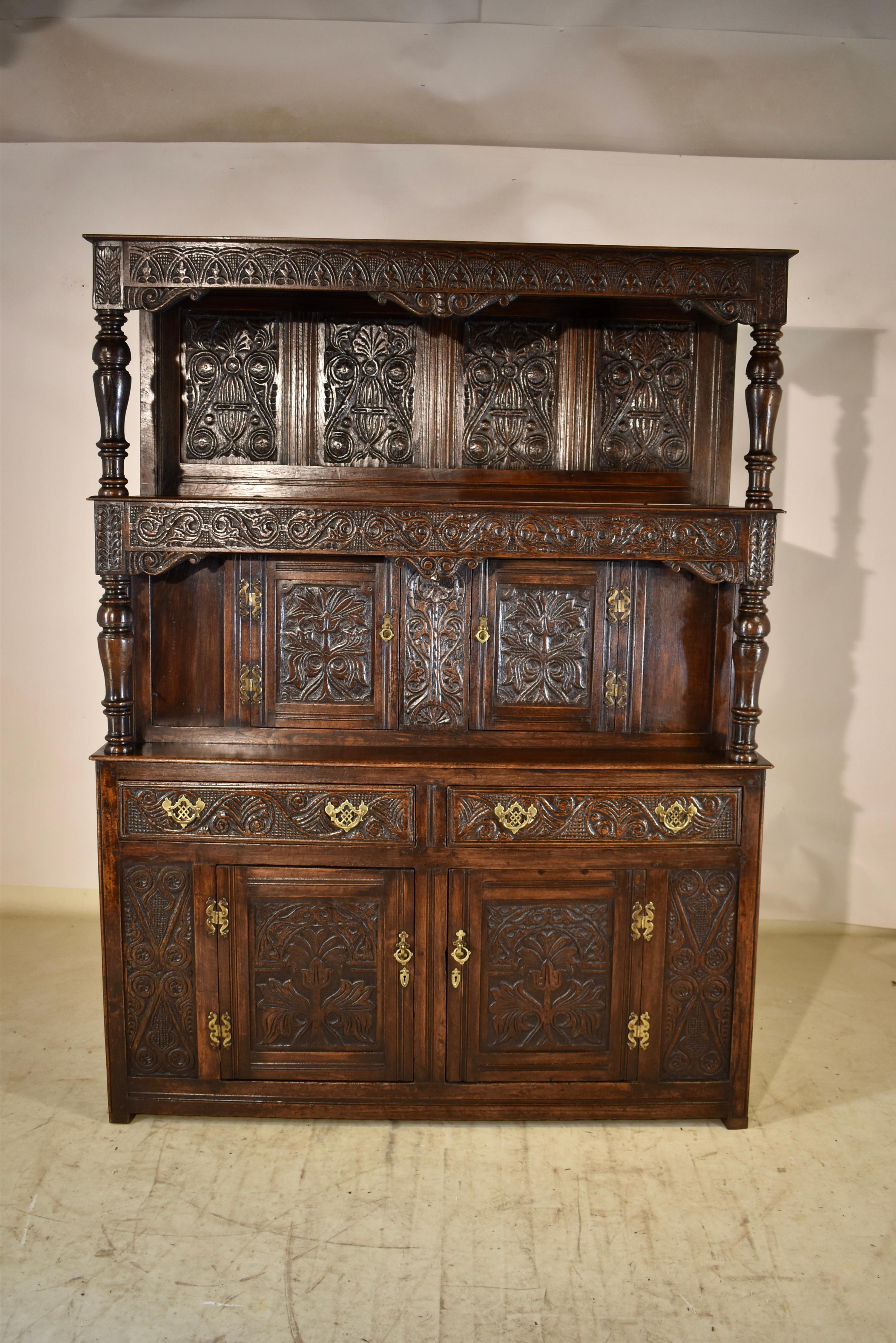 Early 18th Century English Tridarn Press Cupboard For Sale 3