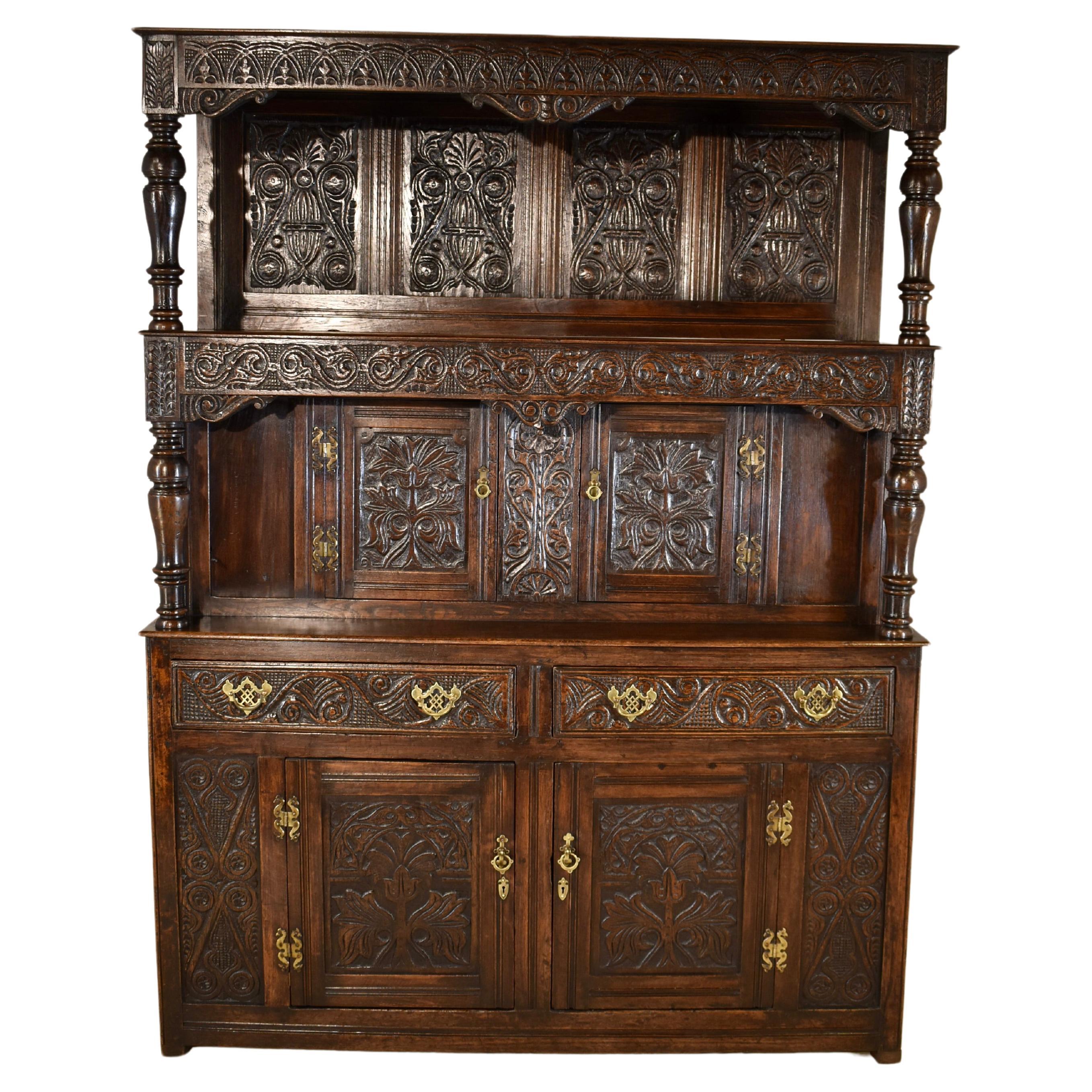 Early 18th Century English Tridarn Press Cupboard