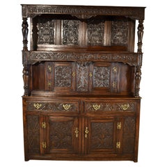 Antique Early 18th Century English Tridarn Press Cupboard