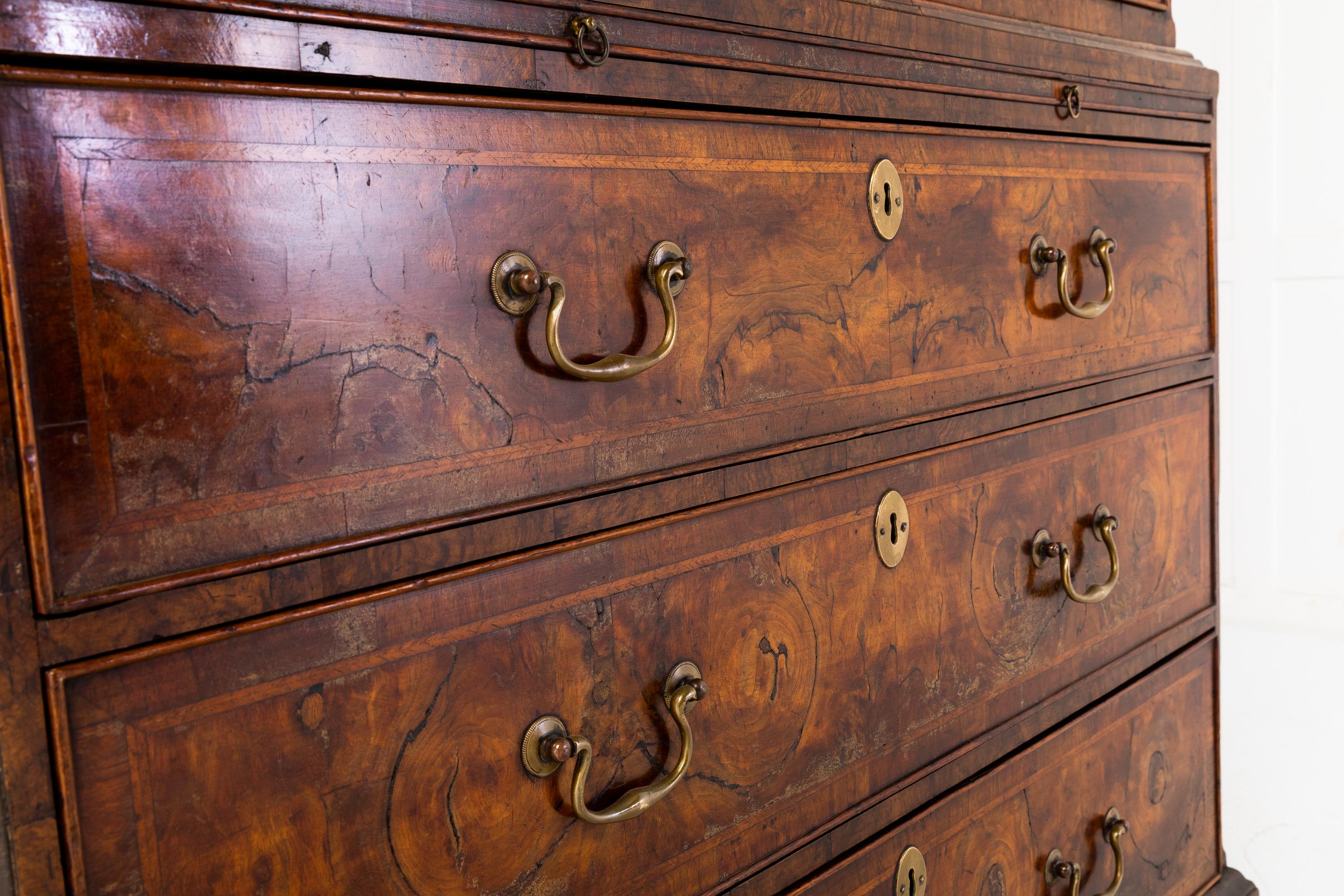 Early 18th Century English Walnut Chest on Chest For Sale 1