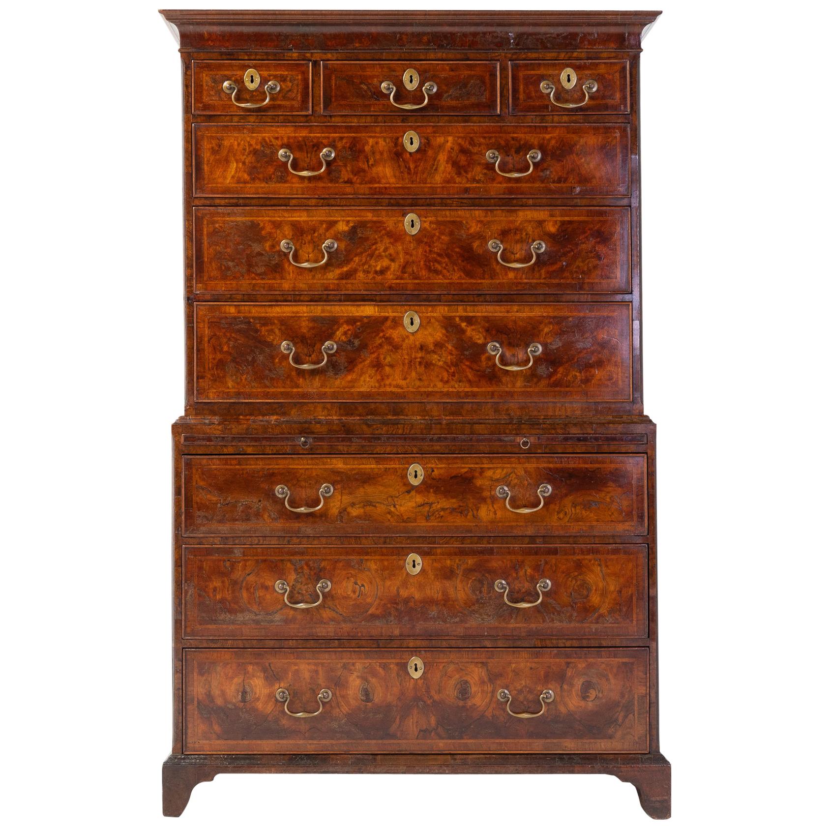 Early 18th Century English Walnut Chest on Chest For Sale