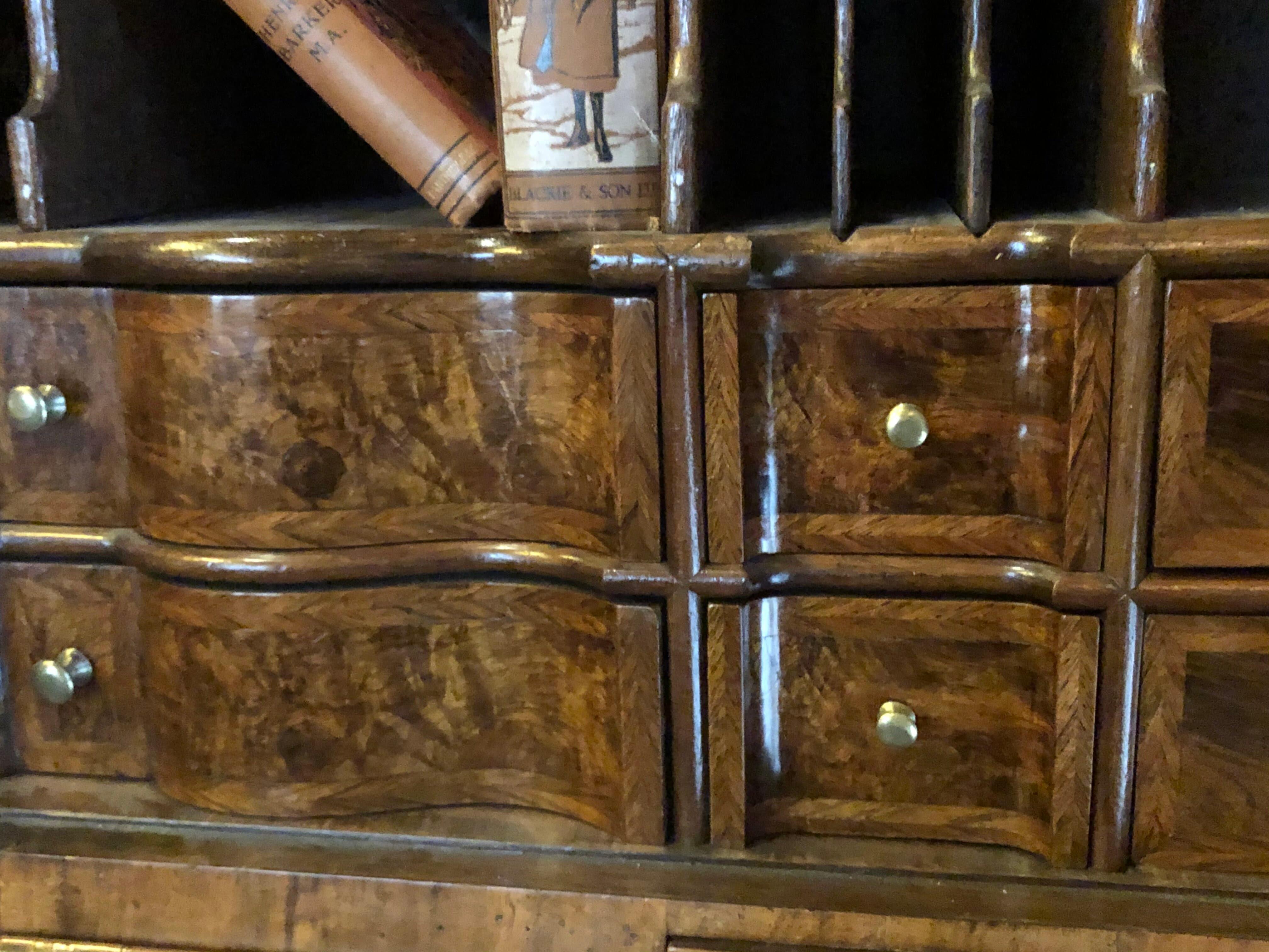 English Early 18th Century William and Mary Bureau Walnut Bookcase