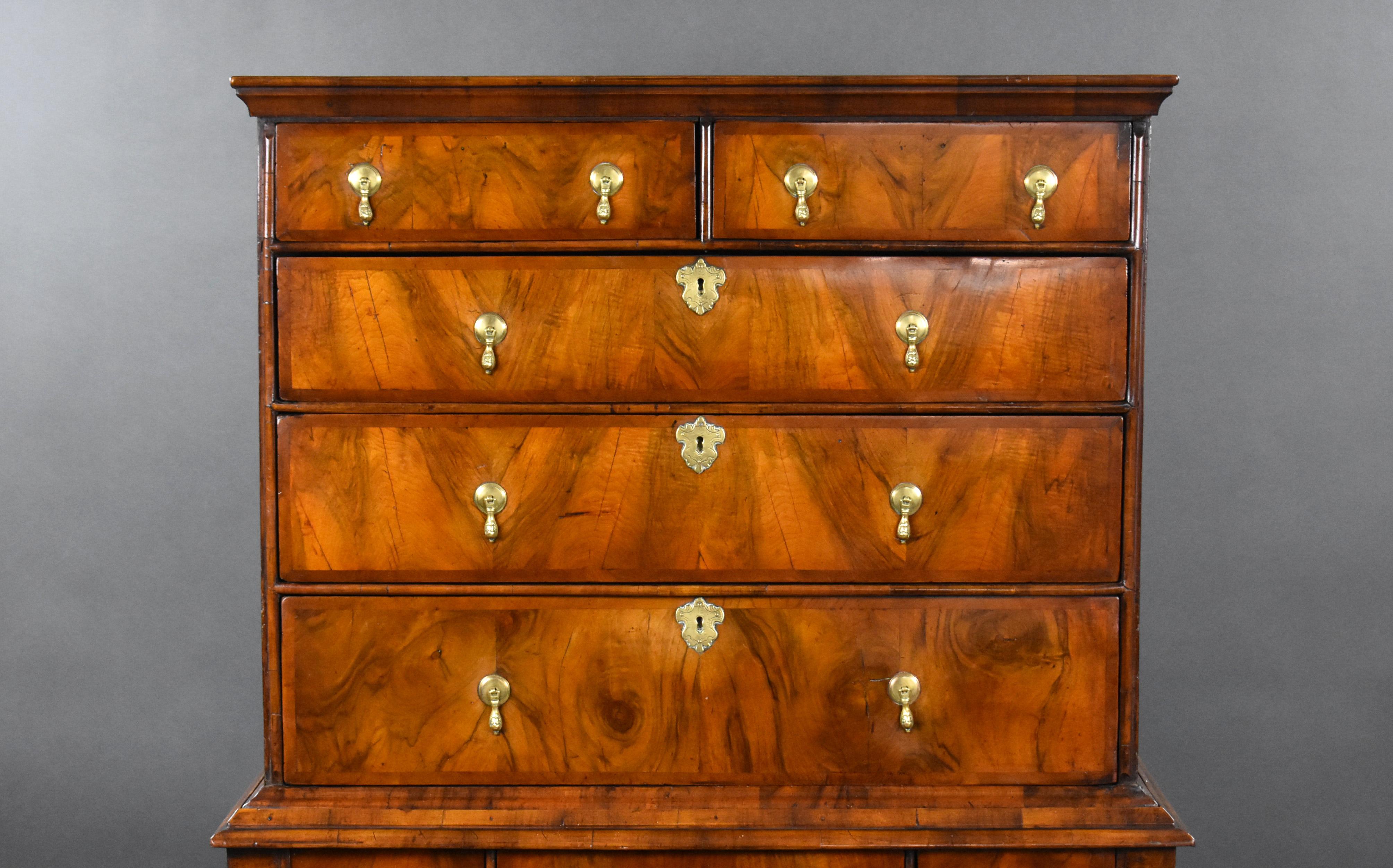 William and Mary Early 18th Century English William & Mary Walnut Chest on Stand