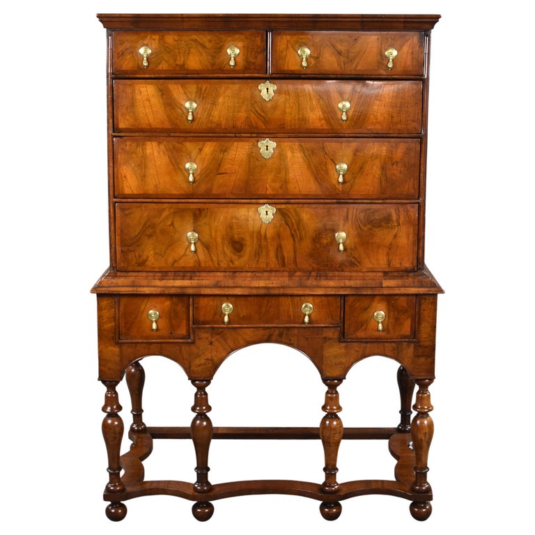 Early 18th Century English William and Mary Walnut Chest on Stand at ...