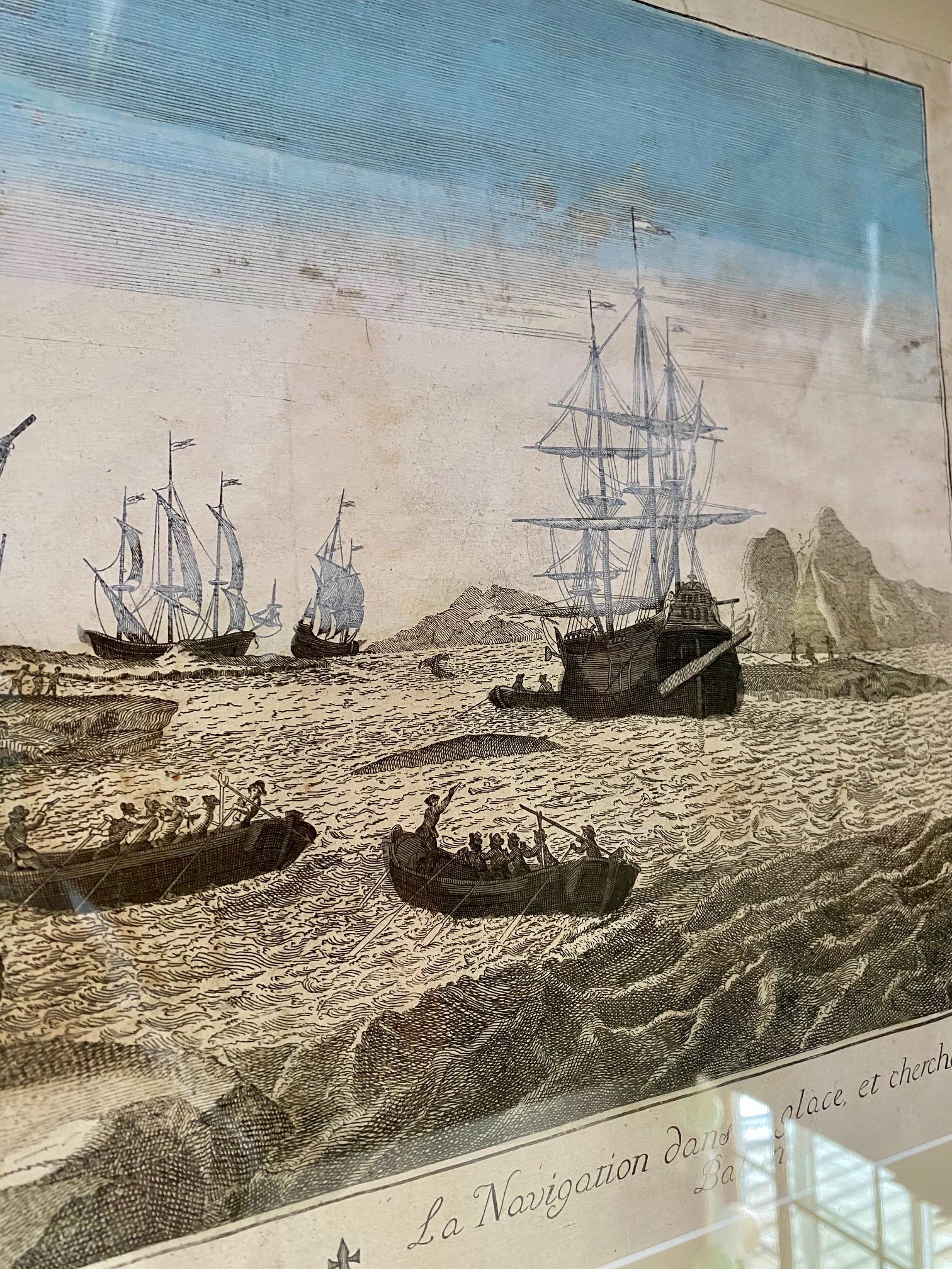 Baroque Early 18th Century Engraving of the Northern Whale Fishery, circa 1720 For Sale