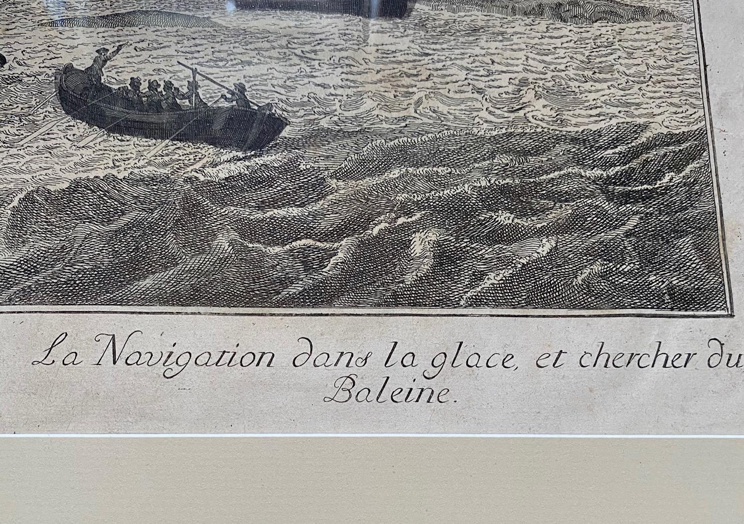 Engraved Early 18th Century Engraving of the Northern Whale Fishery, circa 1720 For Sale