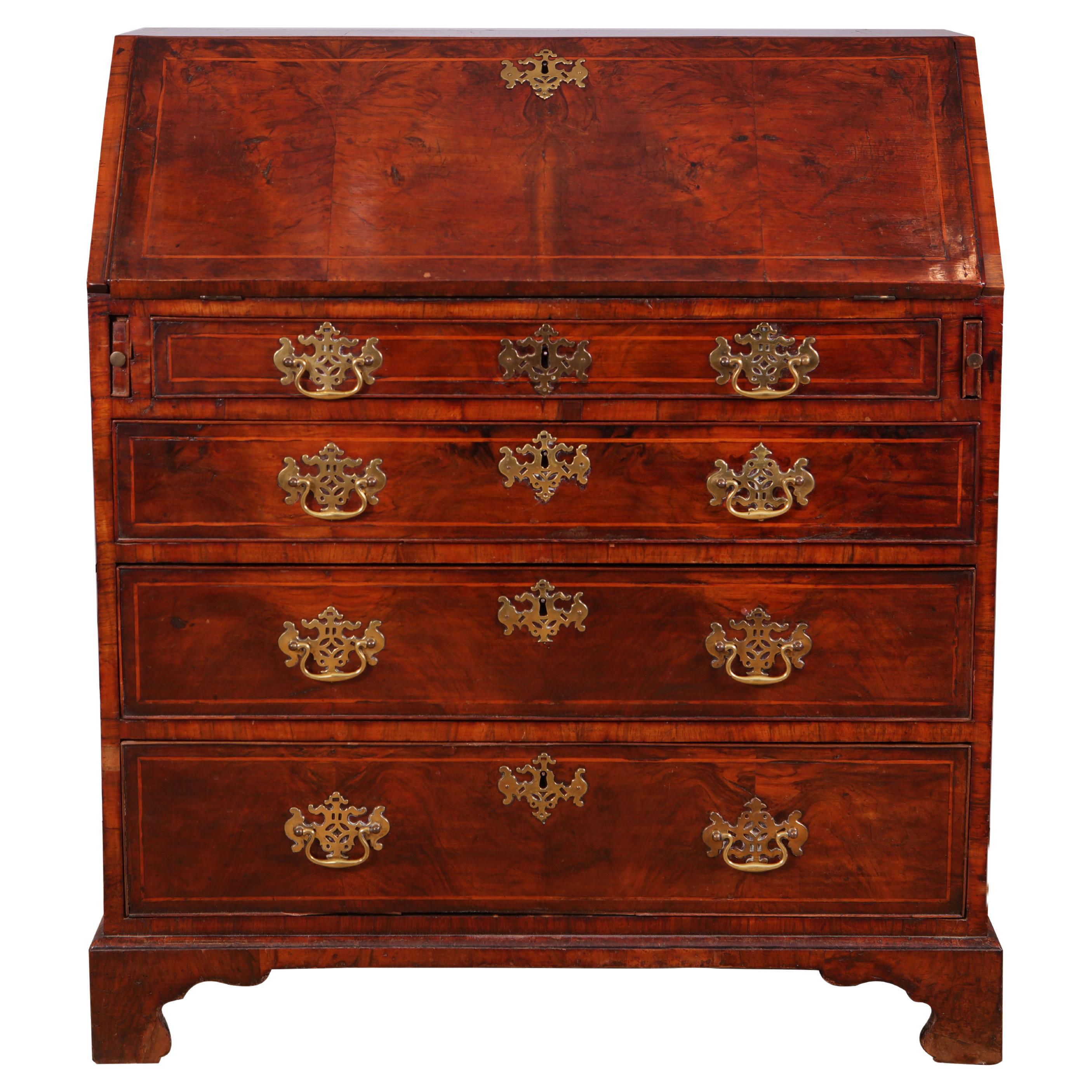 Early 18th Century Figured Walnut Bureau Cabinet For Sale