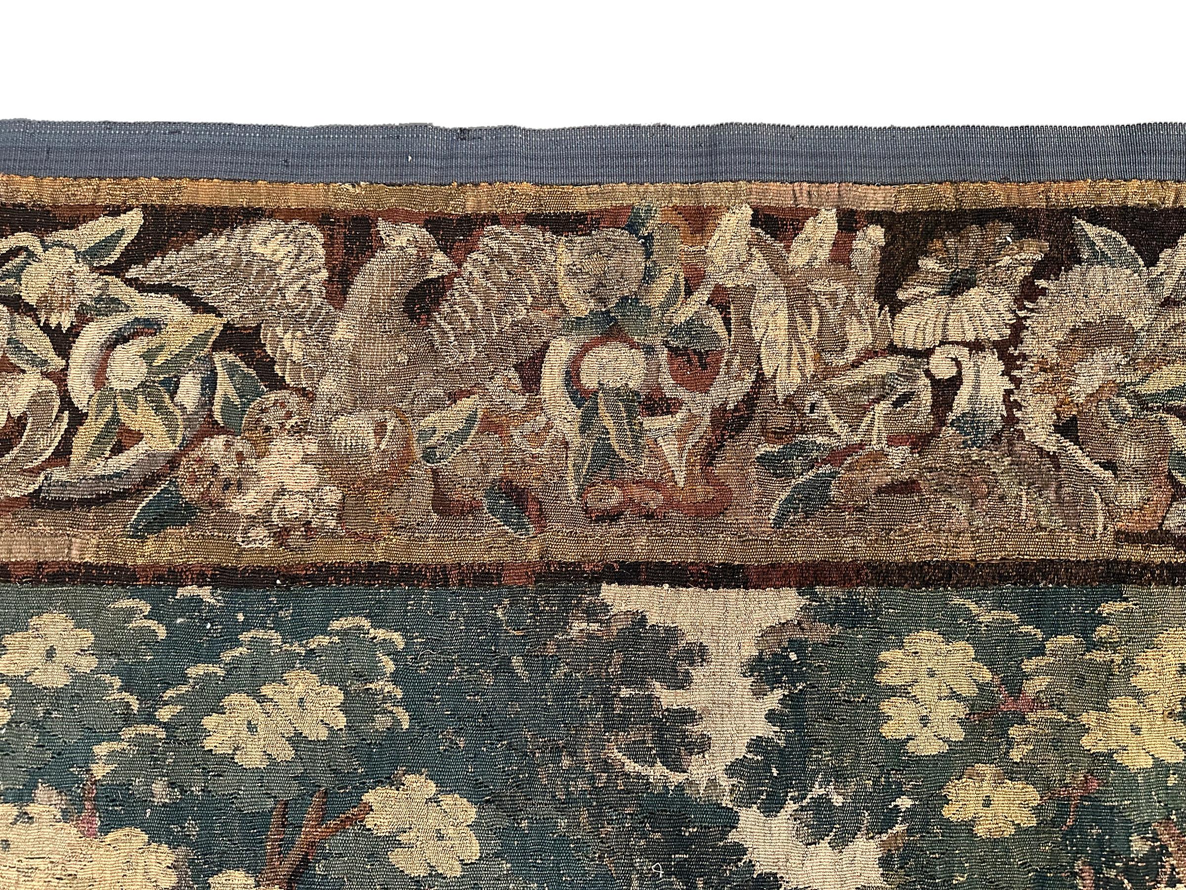 Baroque Early 18th century Flemish antique tapestry 10x13 Verdure Wool & Silk 297x384cm For Sale