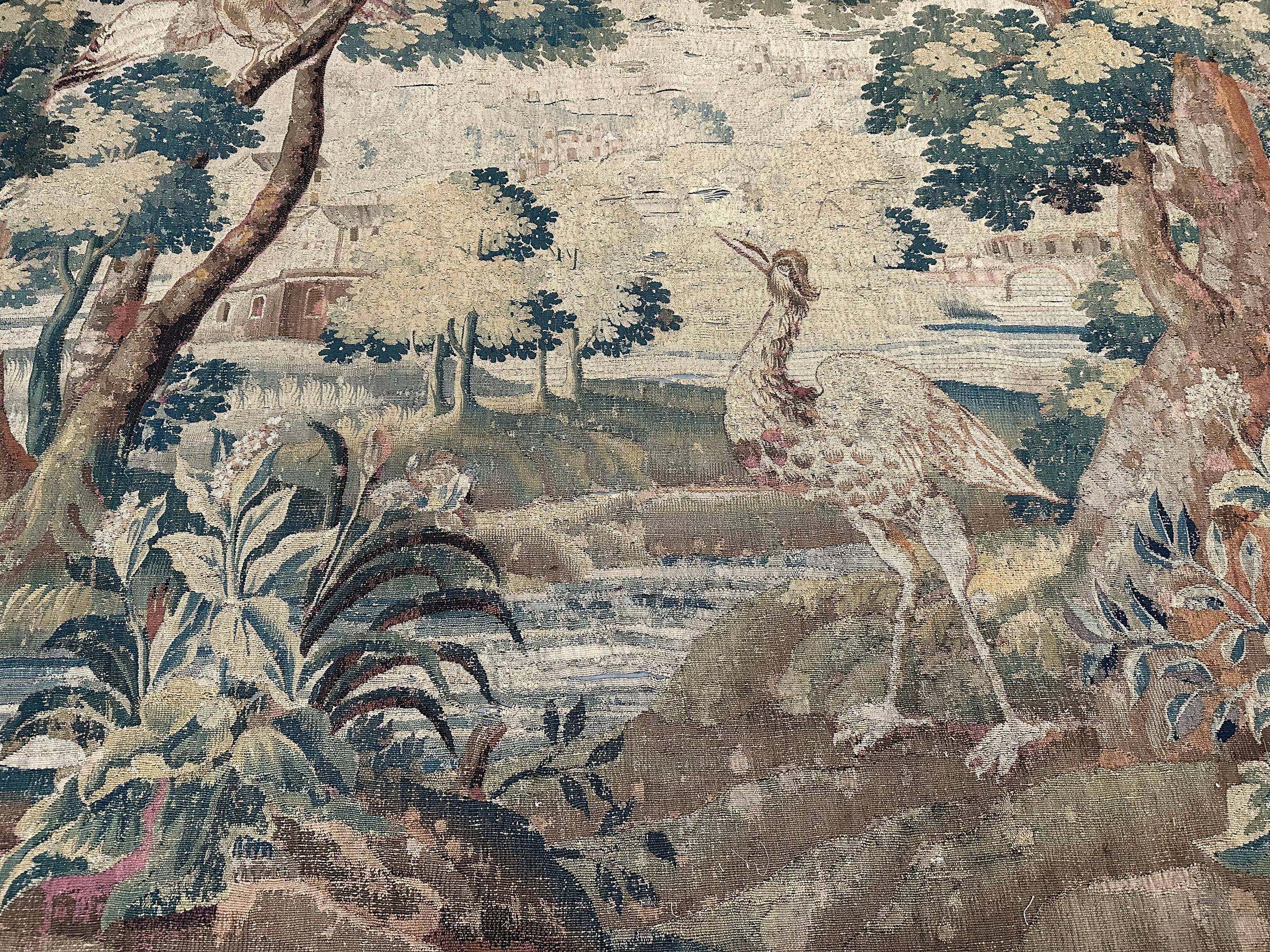 Early 18th Century Antique Flemish Tapestry Fine Verdure Wool & Silk

9'9